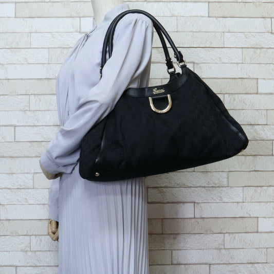 Luxury Gucci Trending 2025 Abbey GG Campus Shoulder Bag Canvas Black Women's