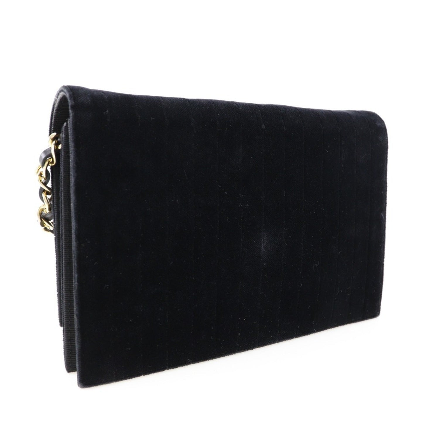 Luxury Chanel Chain Shoulder Bag Mademoiselle Coco Mark Velor Black/Gold Hardware Women's