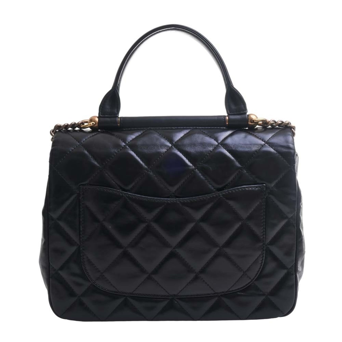 Luxury Chanel Leather Matelasse Coco Mark Chain Shoulder Bag Black Ladies