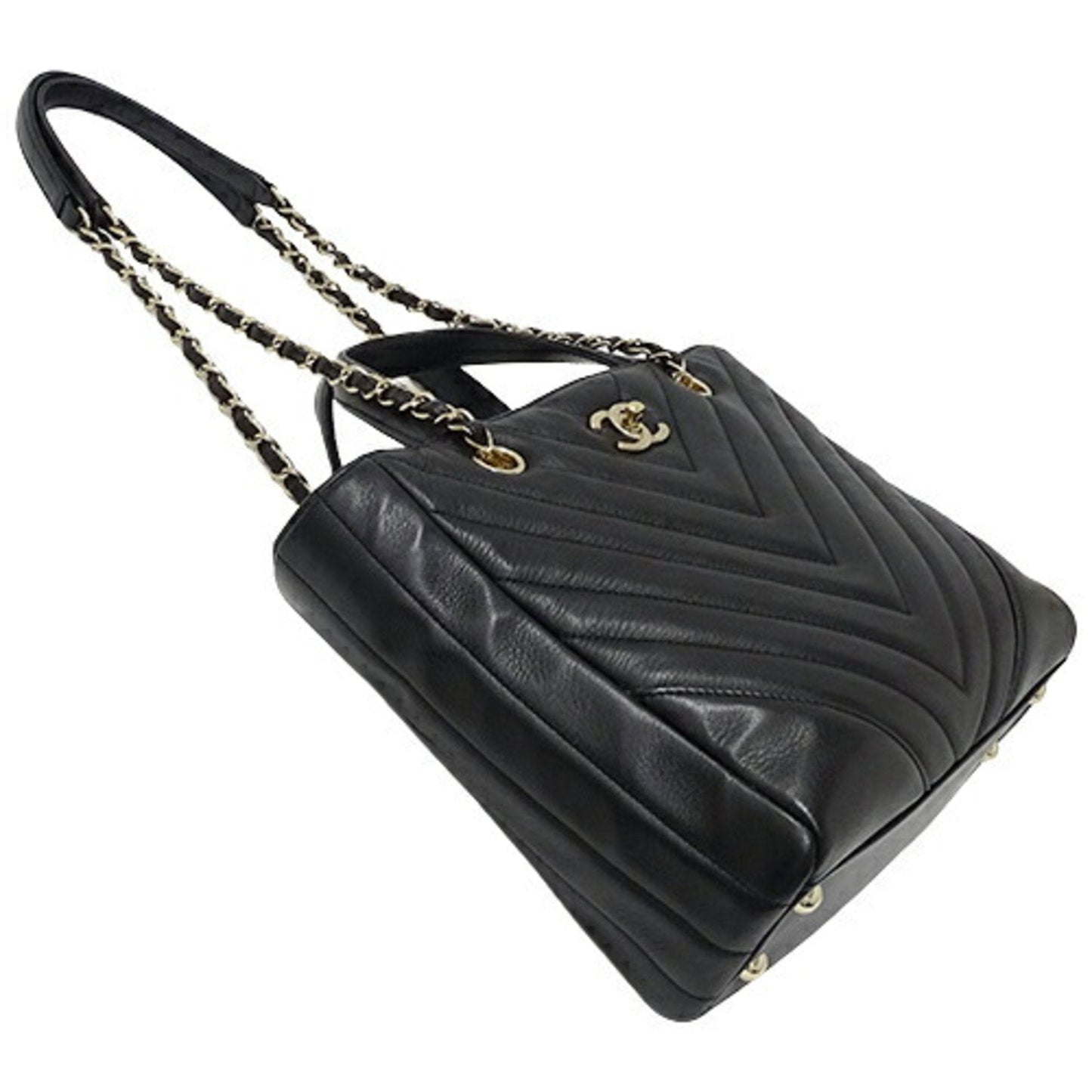 Luxury Chanel bag V stitch Lady's handbag shoulder 2way lambskin black