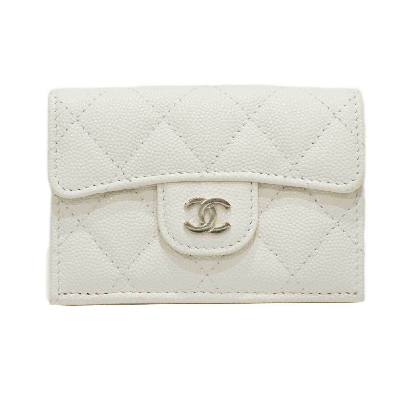 Luxury Chanel Matelasse Classic Small Flap AP0230 Fold Wallet White Caviar Skin Men Women