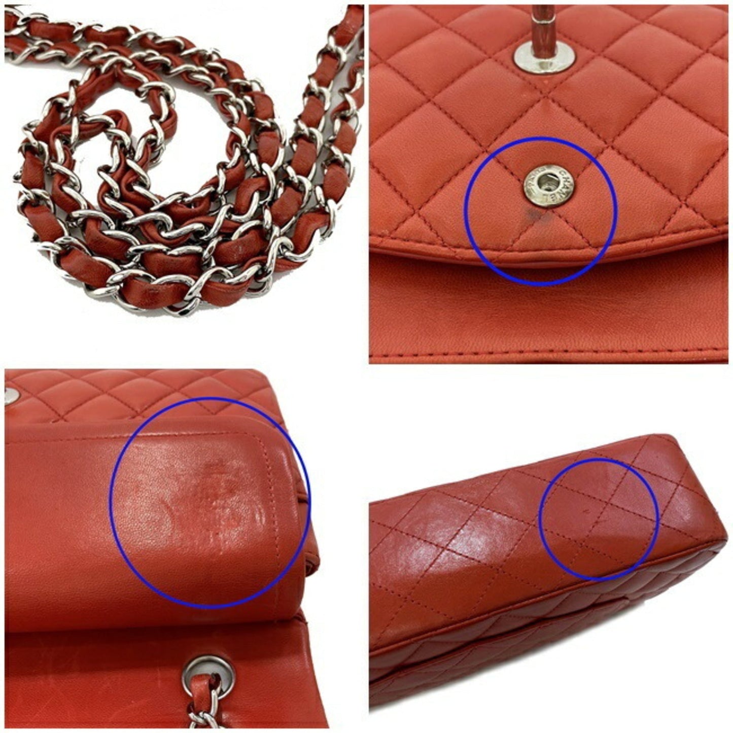 Chanel Chain Shoulder Bag 25 Red Matrasse A01112 W Flap Leather Lambskin 15s CHANEL Coco Mark Turn Lock Quilted Double Handbag