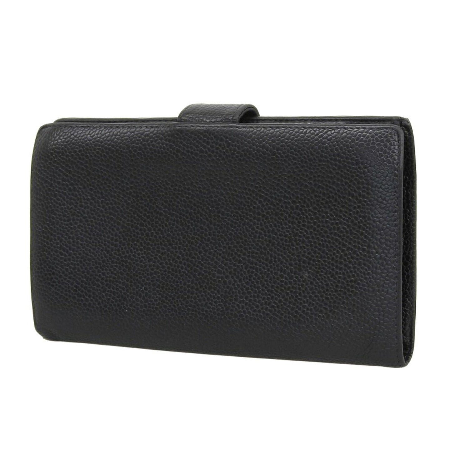 Luxury Chanel long wallet with coco mark leather black seal 7 series A13498