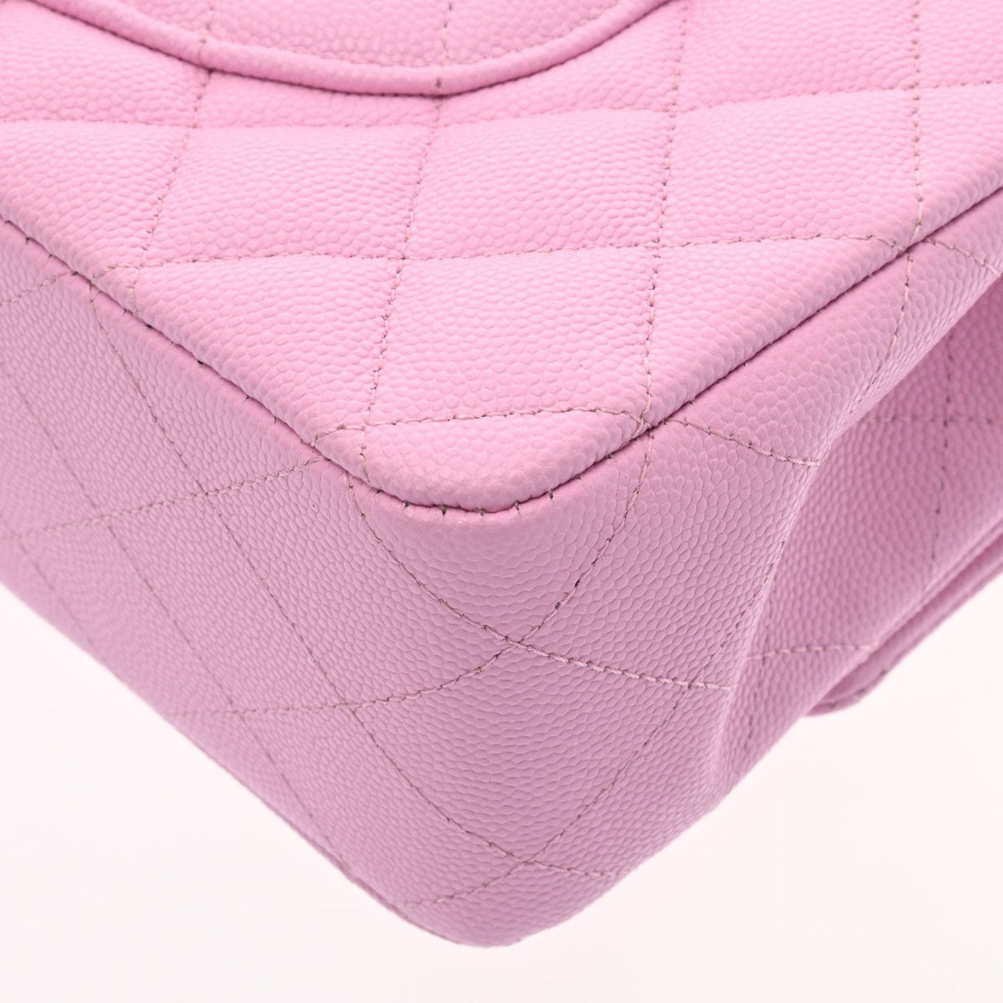 CHANEL matelasse W flap chain shoulder 25 pink ladies caviar skin bag