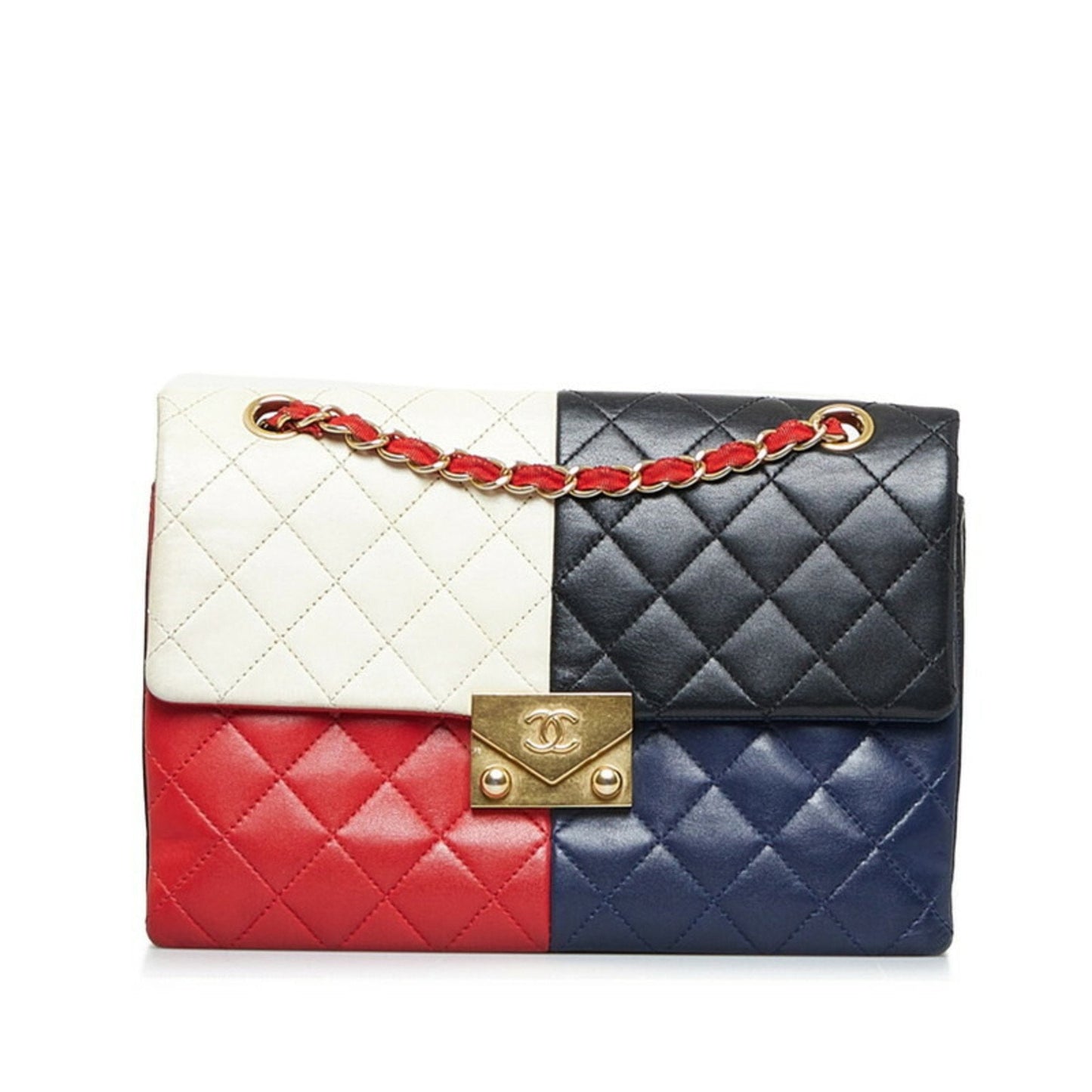 Luxury Chanel Cruise Coco Mark Interlocking Chain Shoulder Bag 401368 Multicolor Gold Leather Ladies