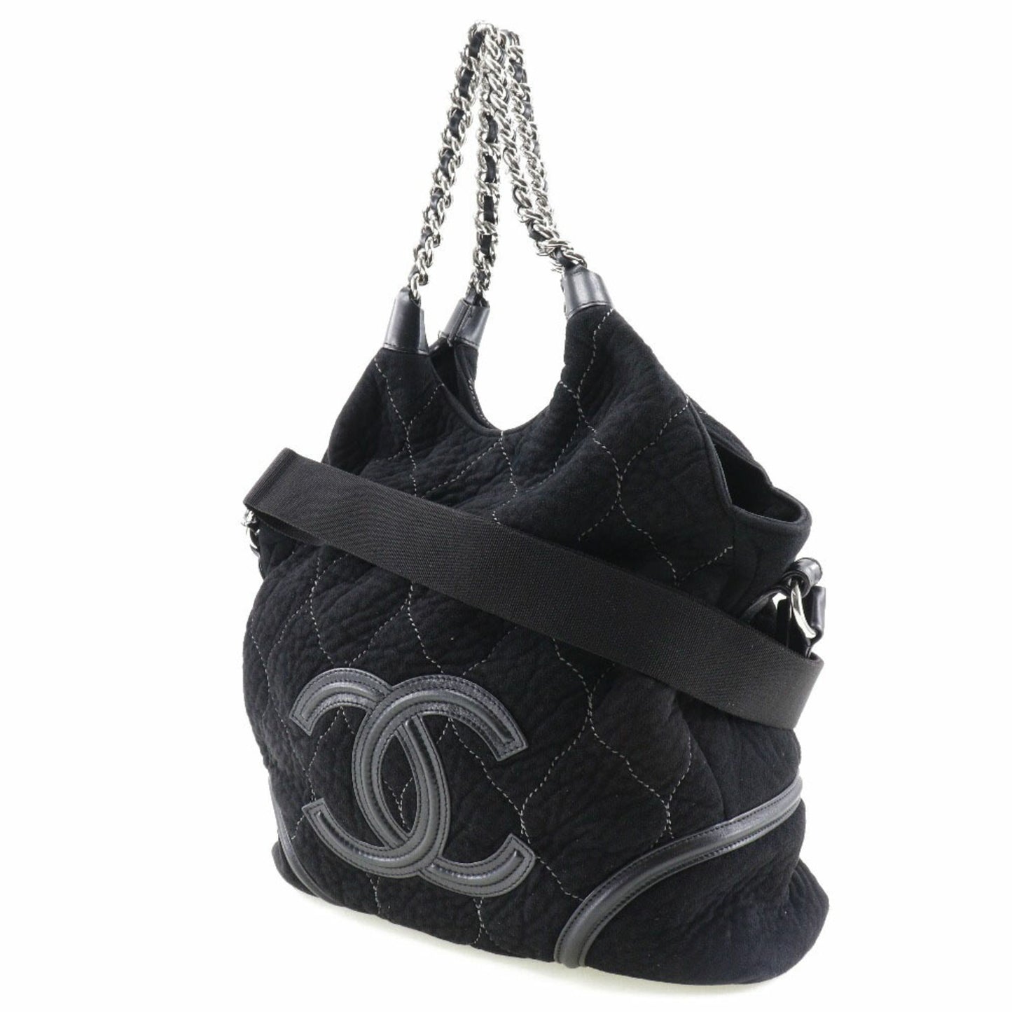 Luxury Chanel Coco Mark Handbag 2WAY Shoulder A40394 Mouton Black/Silver Hardware Women's