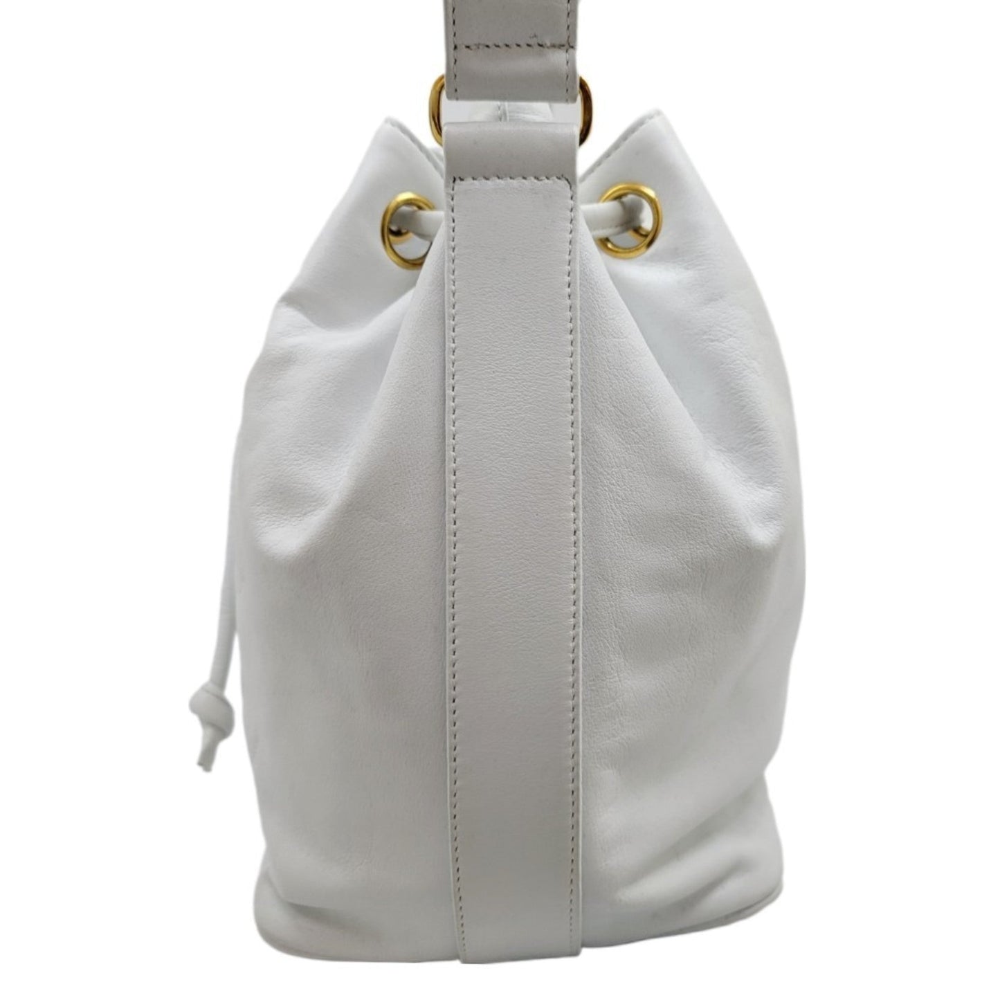 Luxury Chanel drawstring shoulder one bag white gold metal fittings G leather handbag ladies
