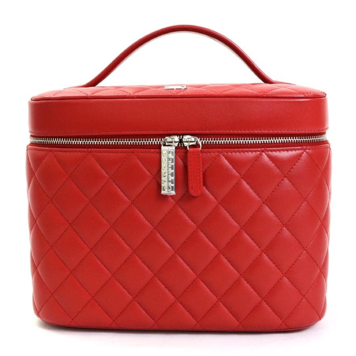 Luxury Chanel Handbag Vanity Bag Matelasse Coco Mark Lambskin Red Women's A80913