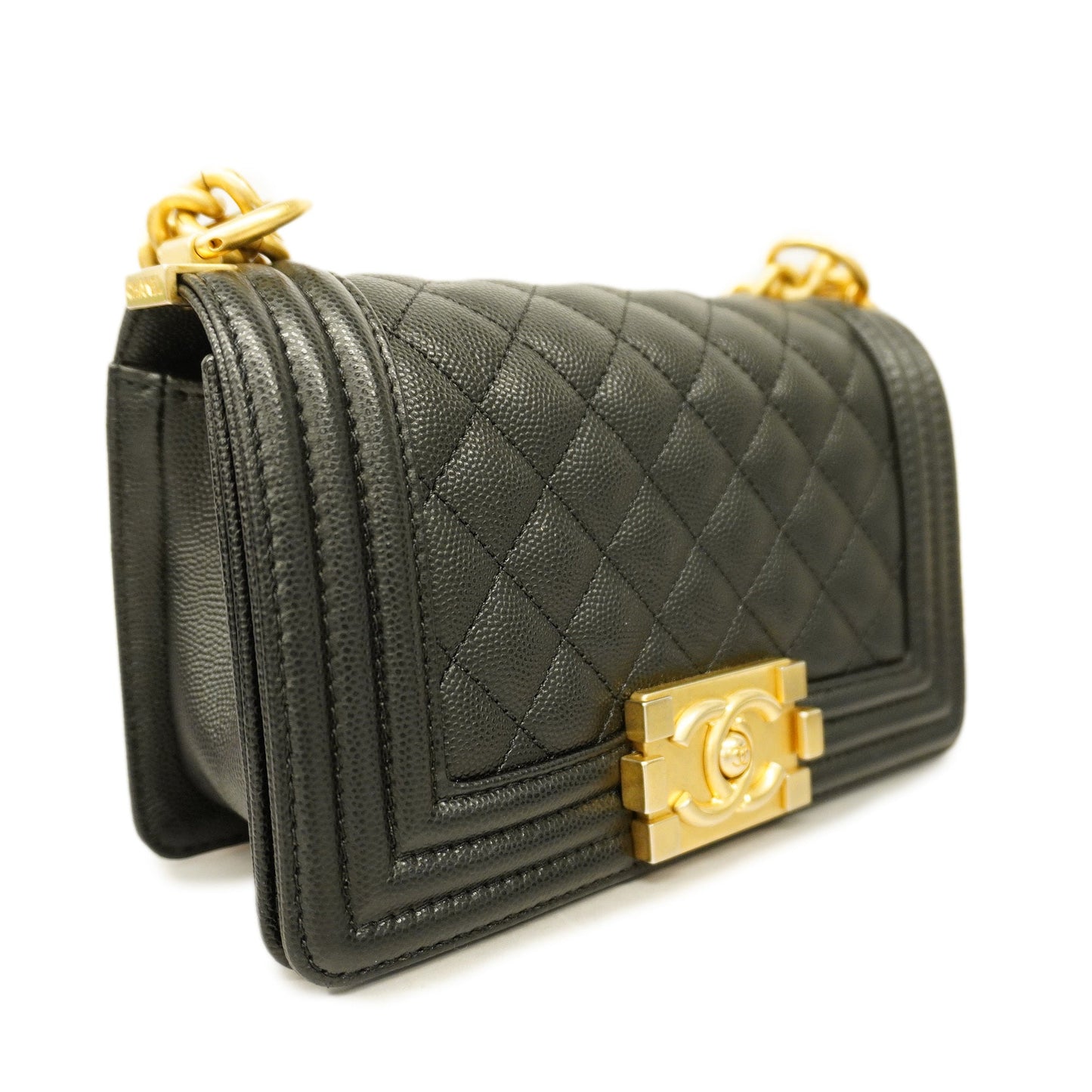 CHANELAuth  Boy  Chain Shoulder Bag Black