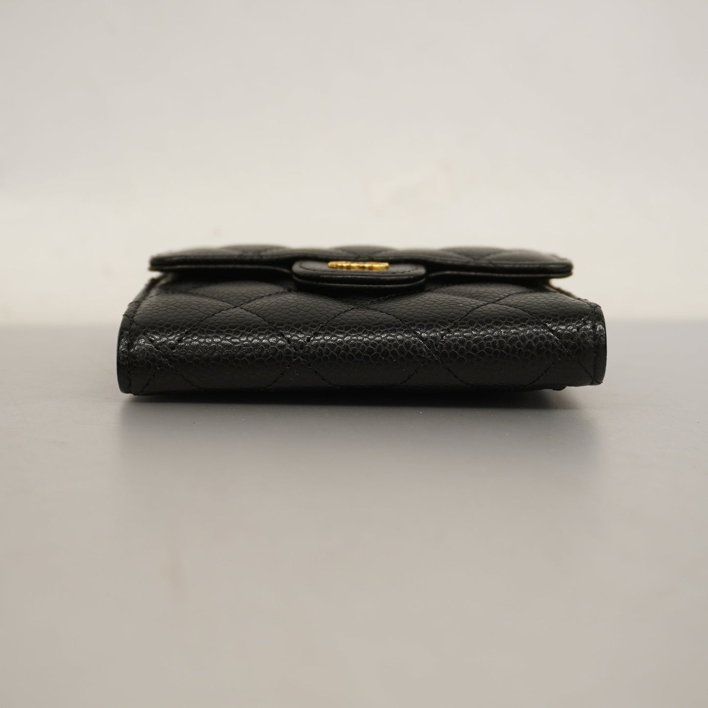 CHANEL  Matelasse Tri-fold Wallet Gold Metal Fittings Women's Caviar Leather