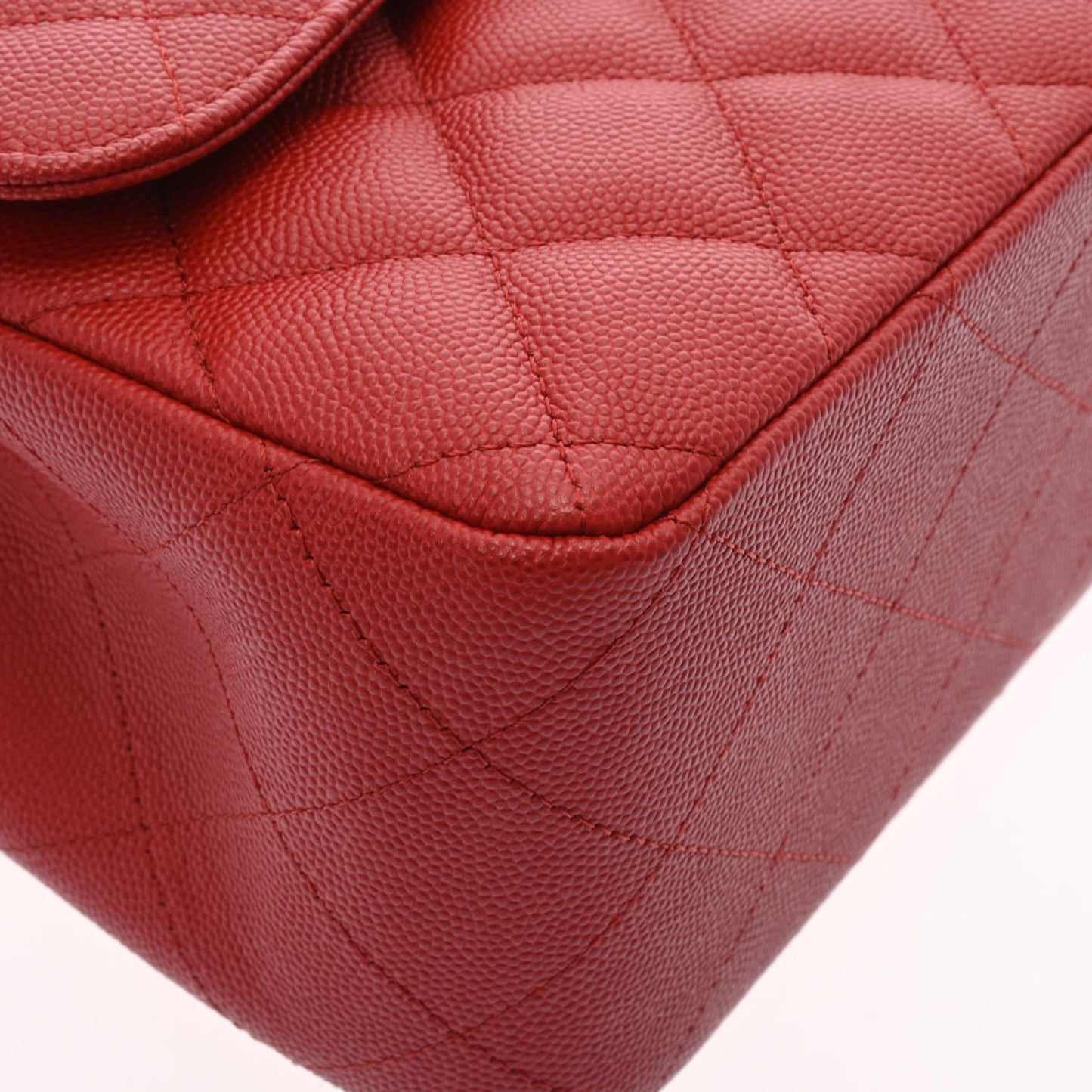 CHANEL matelasse double flap chain shoulder 30 red ladies caviar skin bag