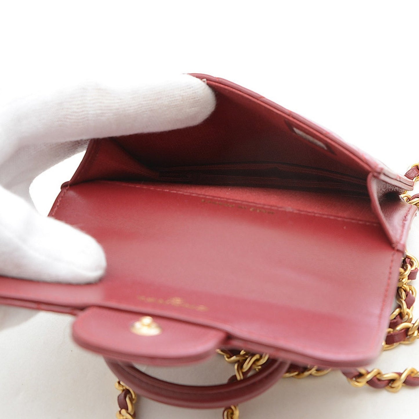 Chanel Matelasse Flap Coin Purse Chain Pouch Lambskin Bordeaux AP2200