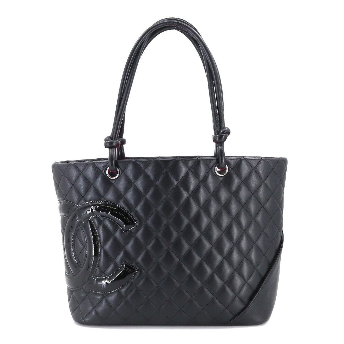 Luxury Chanel Cambon Line Large Tote Bag Leather Enamel Black A25169