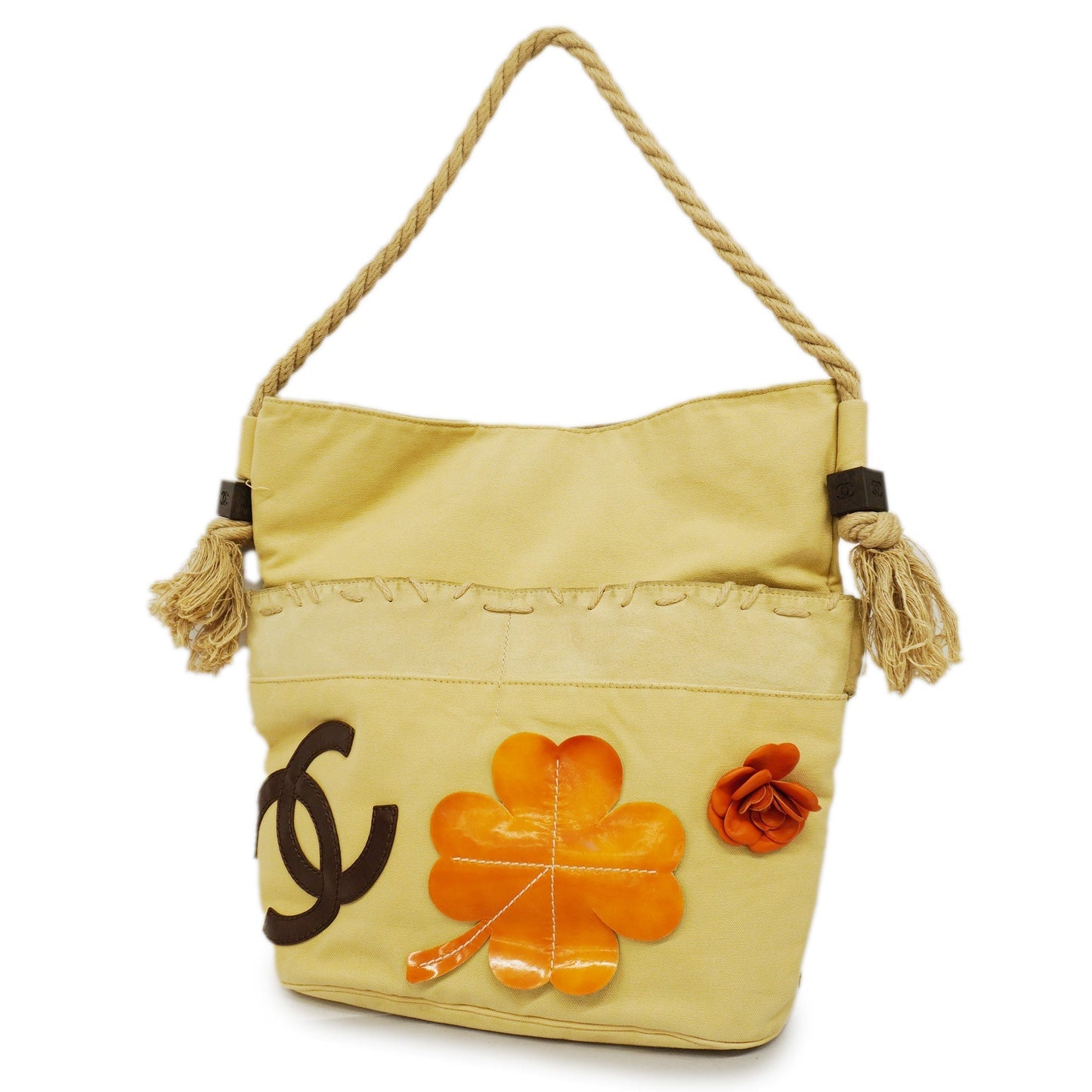 CHANEL  Chain Shoulder Women's Canvas Shoulder Bag Beige