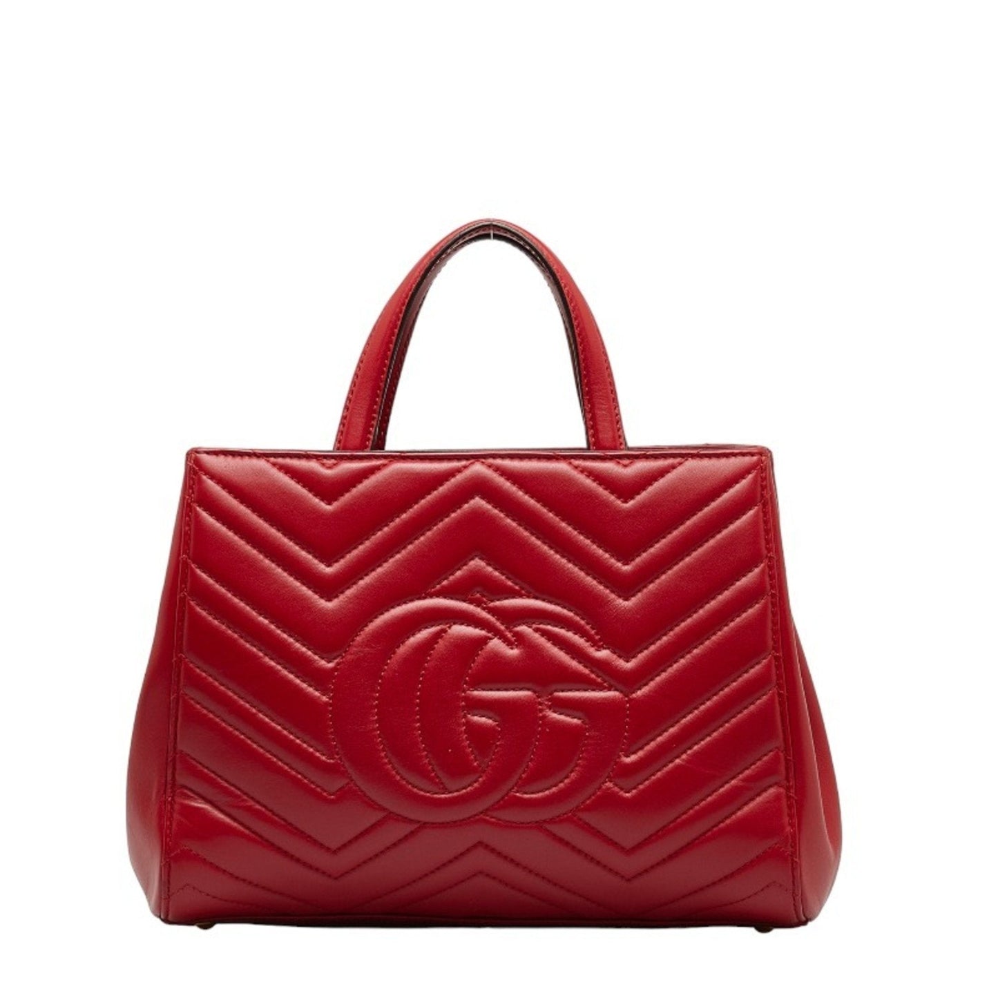Luxury Gucci GG Marmont Quilted Handbag Shoulder Bag 448054 Red Leather Women's