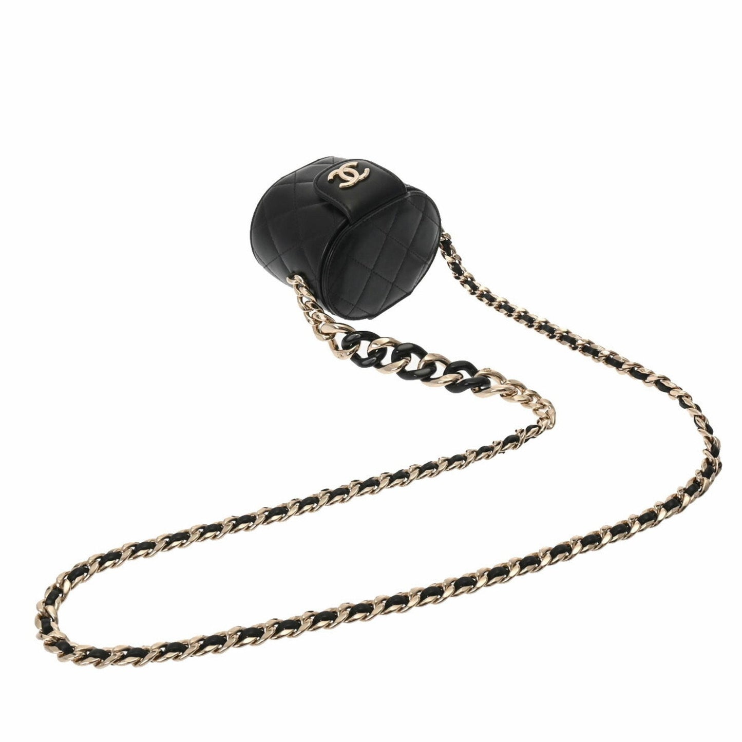 Luxury Chanel Matelasse Vanity Chain Shoulder Black Women's Lambskin Bag