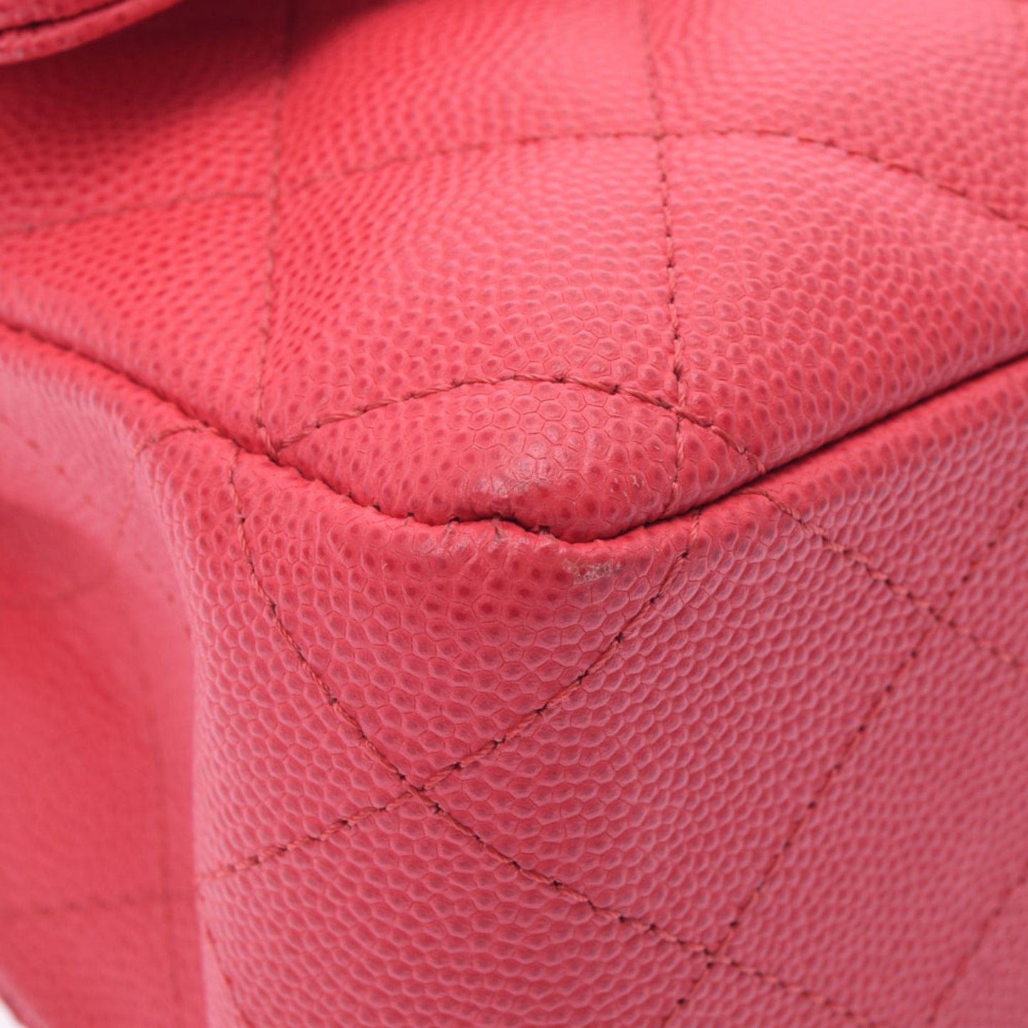 Chanel matelasse W flap chain shoulder 25.5cm pink ladies caviar skin bag