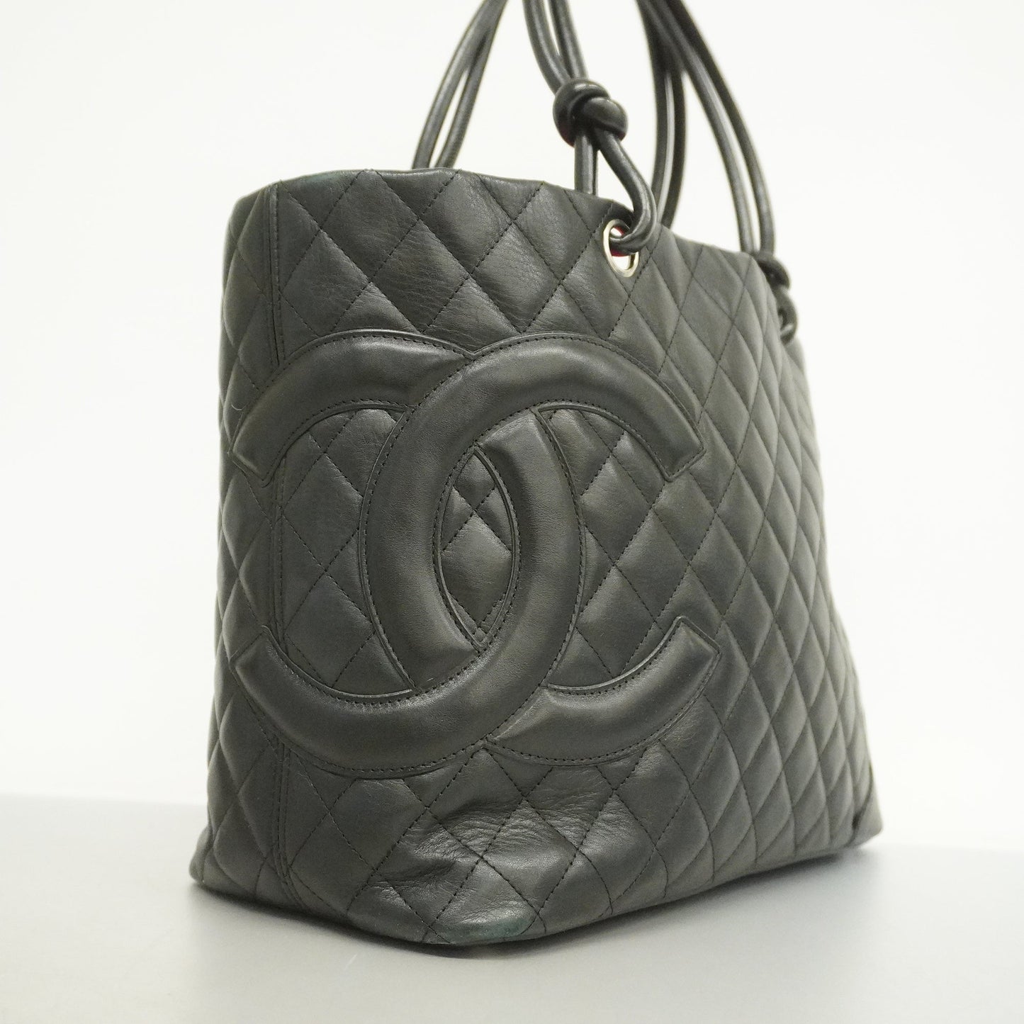 CHANELAuth  Ligne Cambon Tote Bag Women's Leather Tote Bag Black