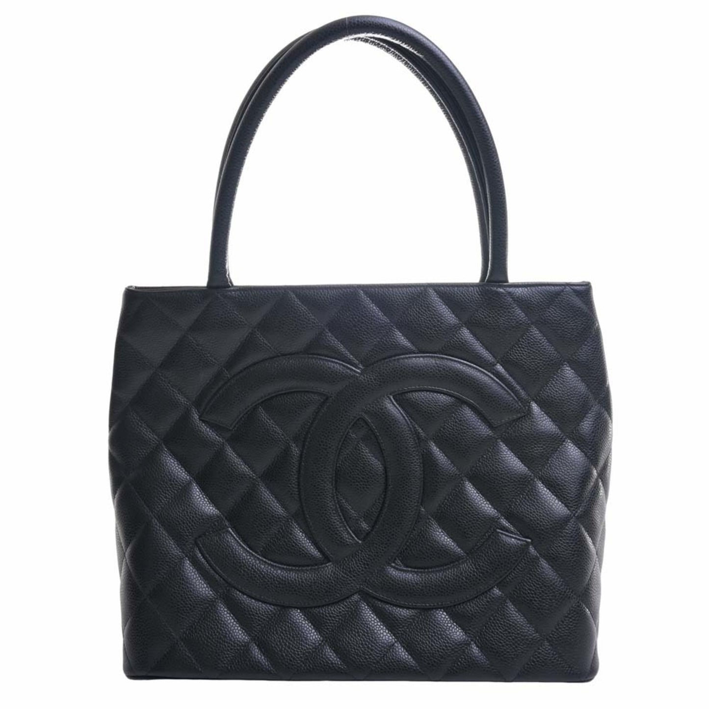 Luxury Chanel Caviar Skin Coco Mark Reprint Tote Bag Black Ladies
