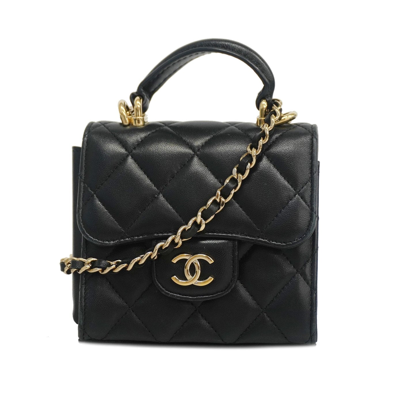 Luxury Chanel  Matelasse Chain Shoulder Women's Lambskin Black