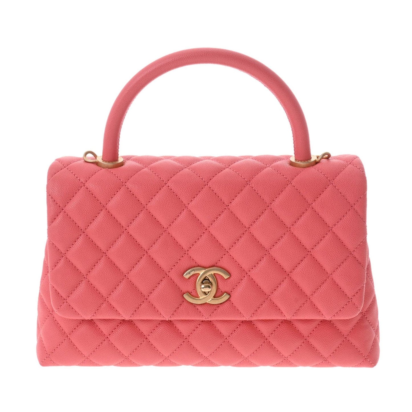 Luxury Chanel Matelasse Coco Handle 28 Pink A92991 Ladies Caviar Skin Bag