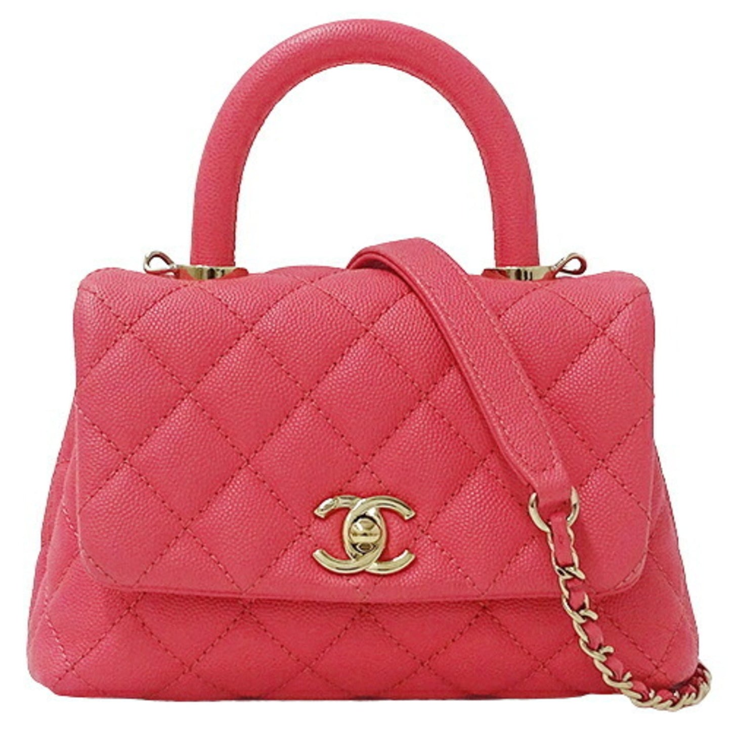 Luxury Chanel Bag Matelasse Women's Handbag Shoulder 2way Caviar Skin Pink Crossbody