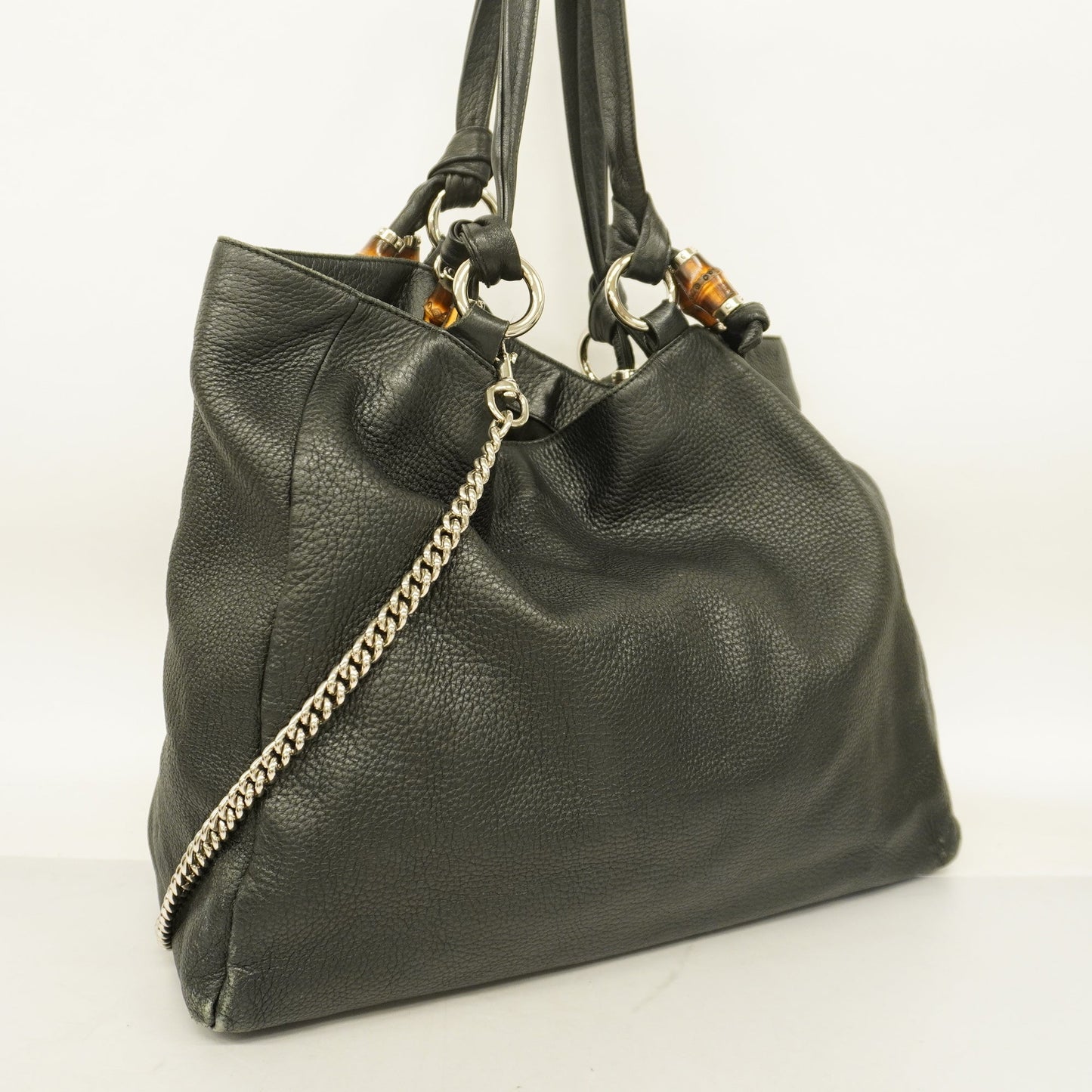 Luxury Gucci  Bamboo Tote Bag 232942 Women's Leather Tote Bag Black