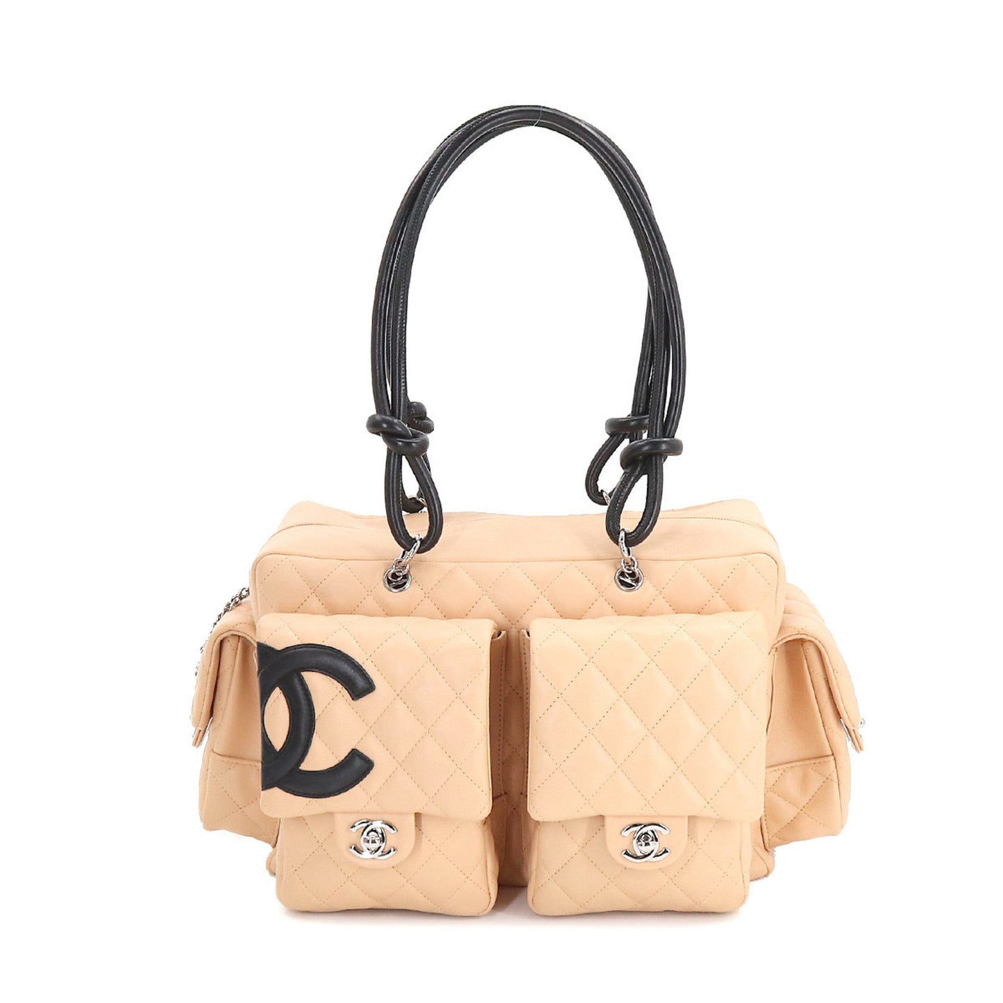 Luxury Chanel cambon line multi-pocket shoulder bag leather beige black A25173 vintage Cambon Line Bag