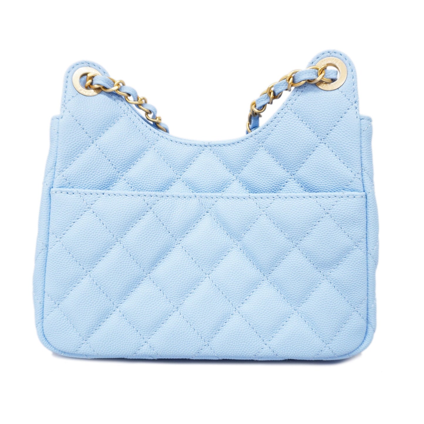 CHANEL  Matelasse Chain Shoulder Women's Caviar Leather Light Blue