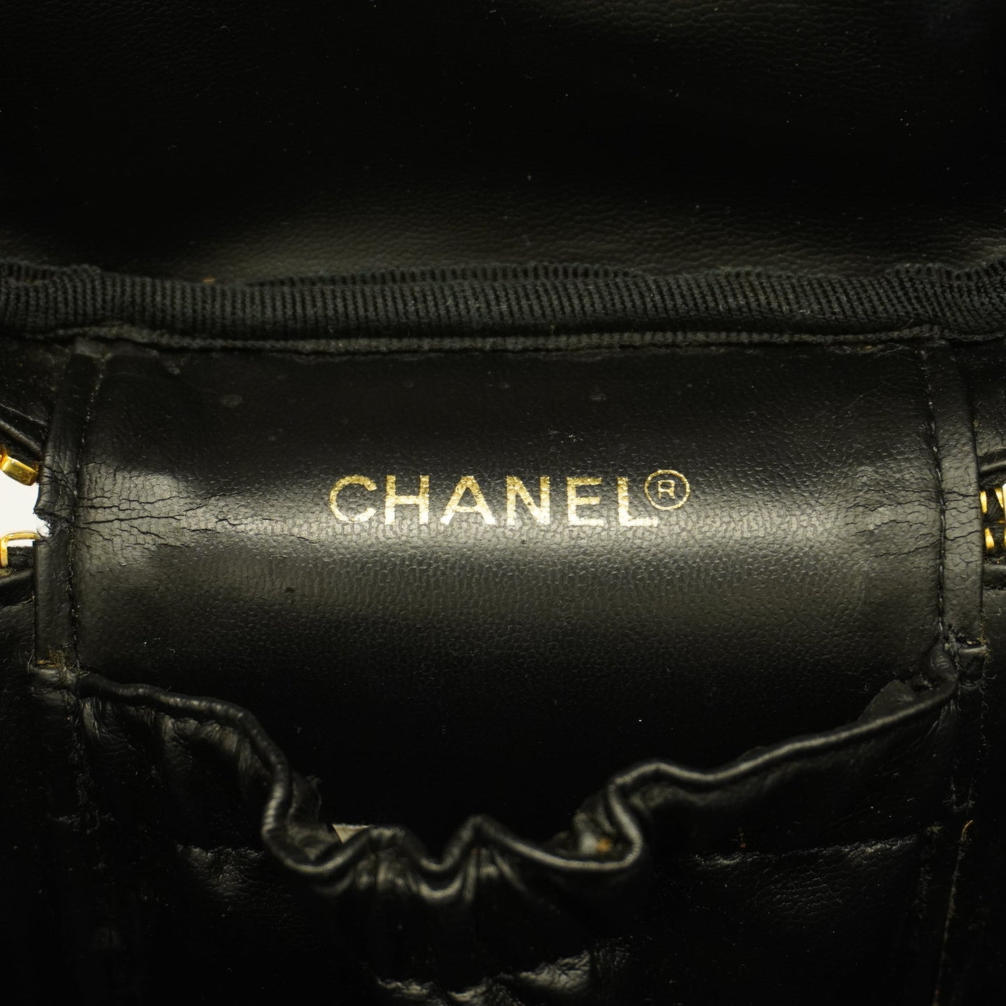CHANEL  Bicolor Vanity Bag Women's Leather Vanity Bag Black