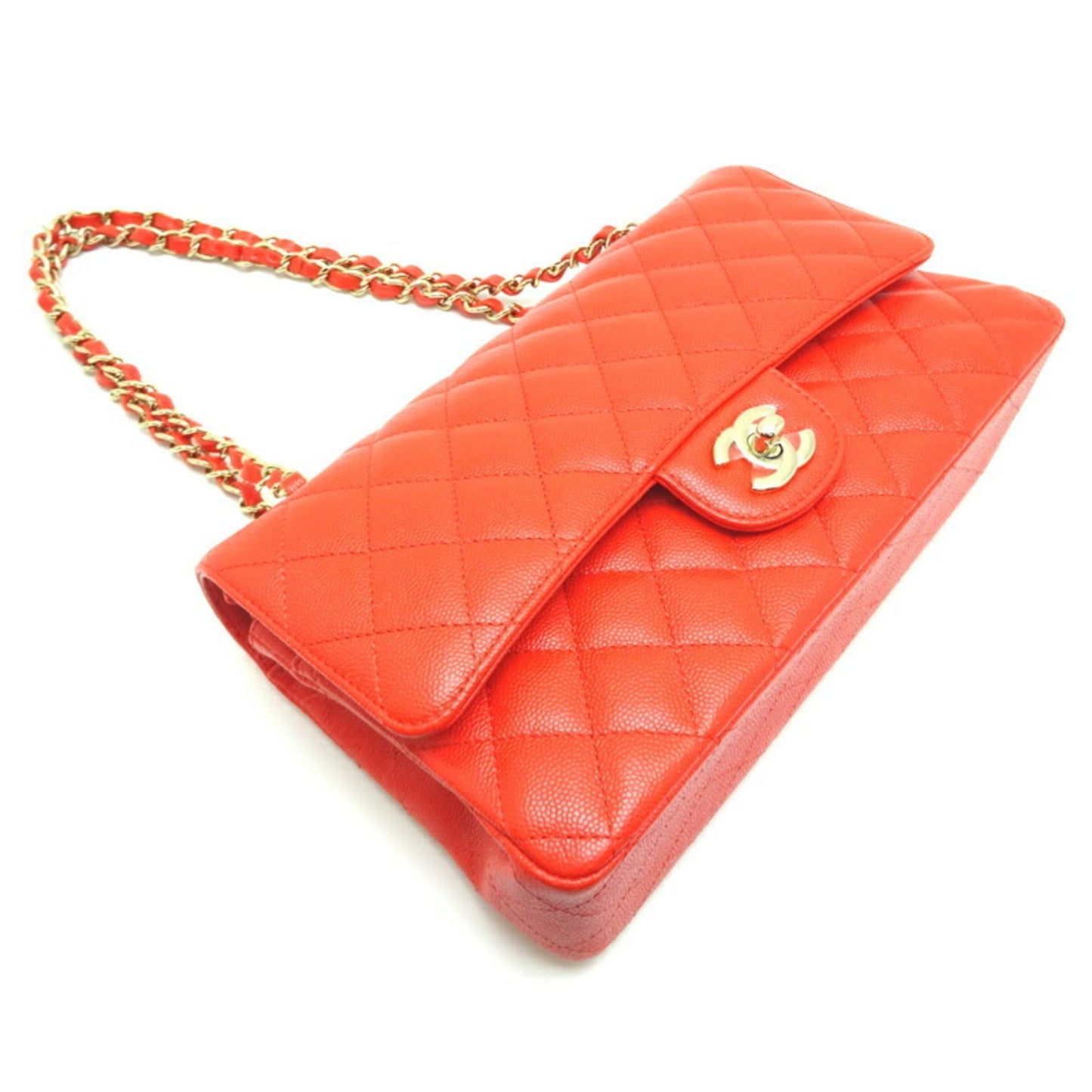 Luxury Chanel Matelasse 25 Chain Shoulder Women's Bag A01112 Caviar Skin Red
