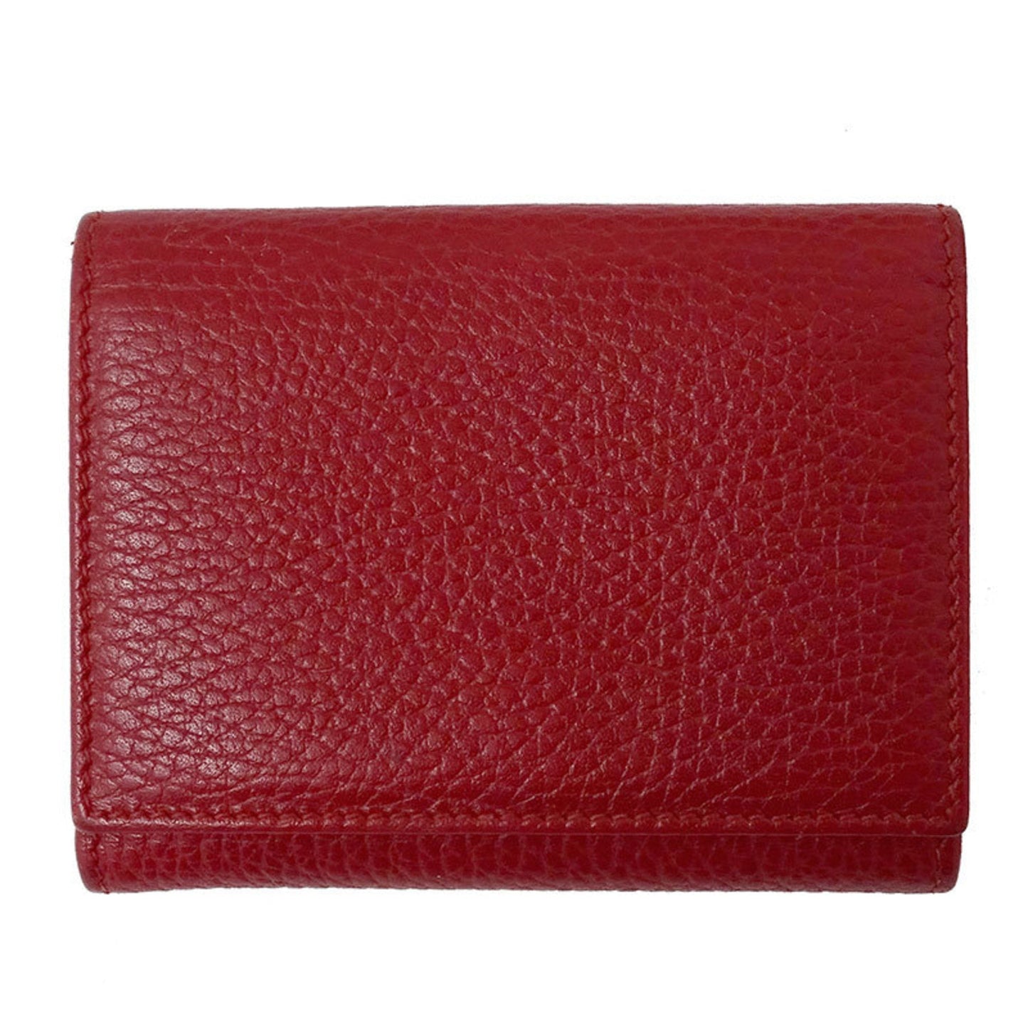 Luxury Gucci Wallet Women's Trifold Petit Marmont Leather 474746 Red Compact