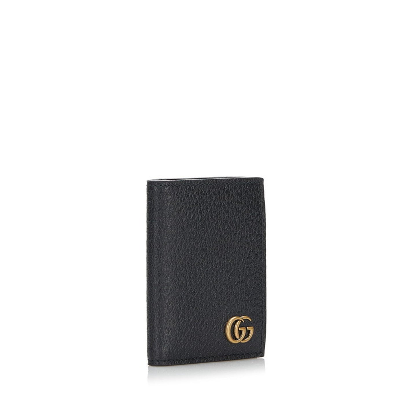 Luxury Gucci GG Marmont Double Card Case Business Holder 428737 Black Leather Ladies GUCCI
