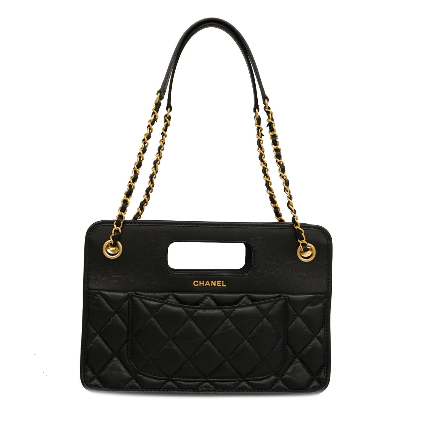 CHANEL  Matelasse Chain Shoulder Lambskin Women's Leather Shoulder Bag Black