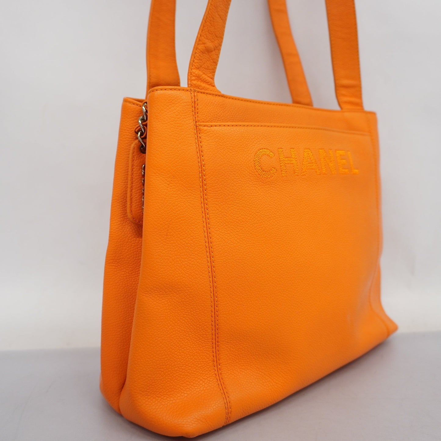 Luxury Chanel  Women's Caviar Leather Shoulder Bag Orange