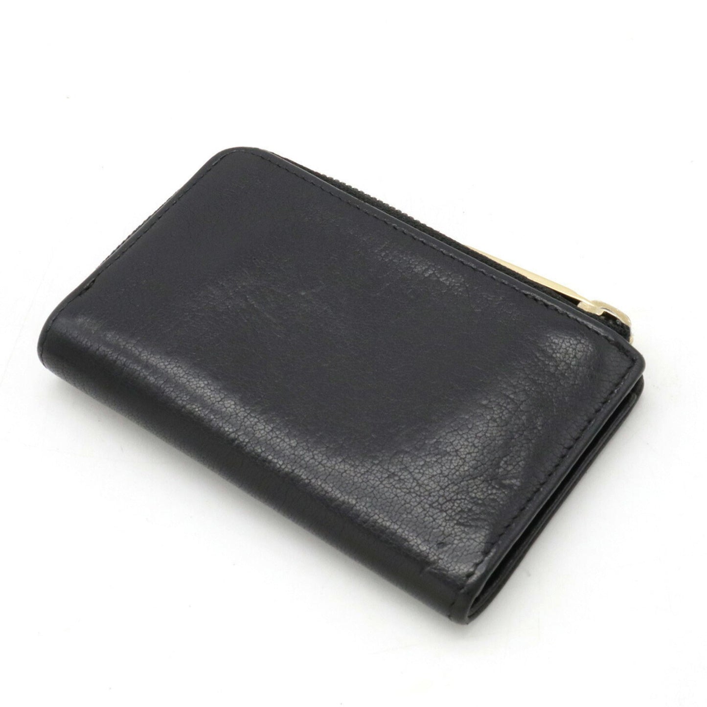 Luxury Chanel Cocomark Coin Case Purse L-shaped Leather Black A68885