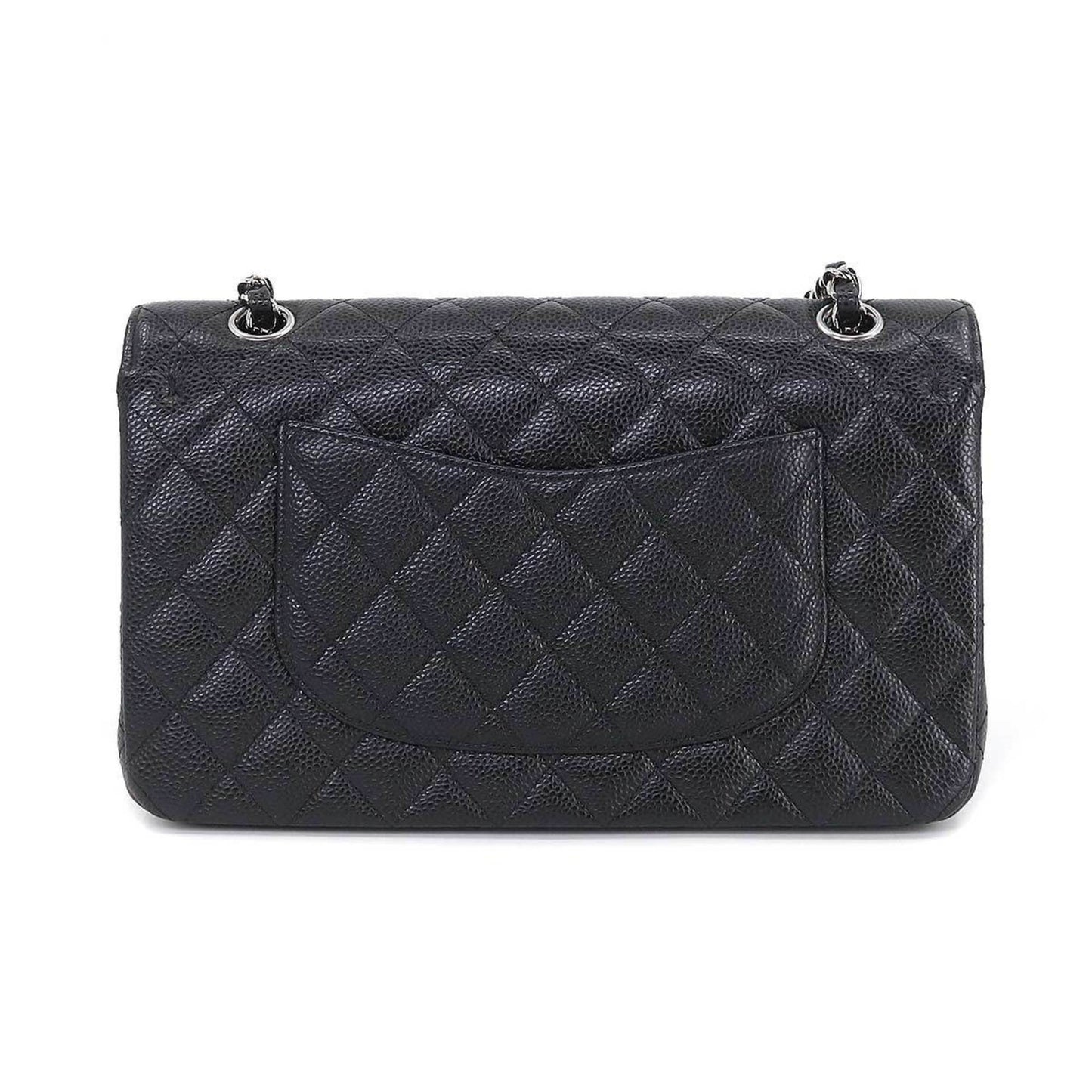 Luxury Chanel Matelasse 25 Chain Shoulder Bag Caviar Skin Leather Black A01112 Silver Hardware