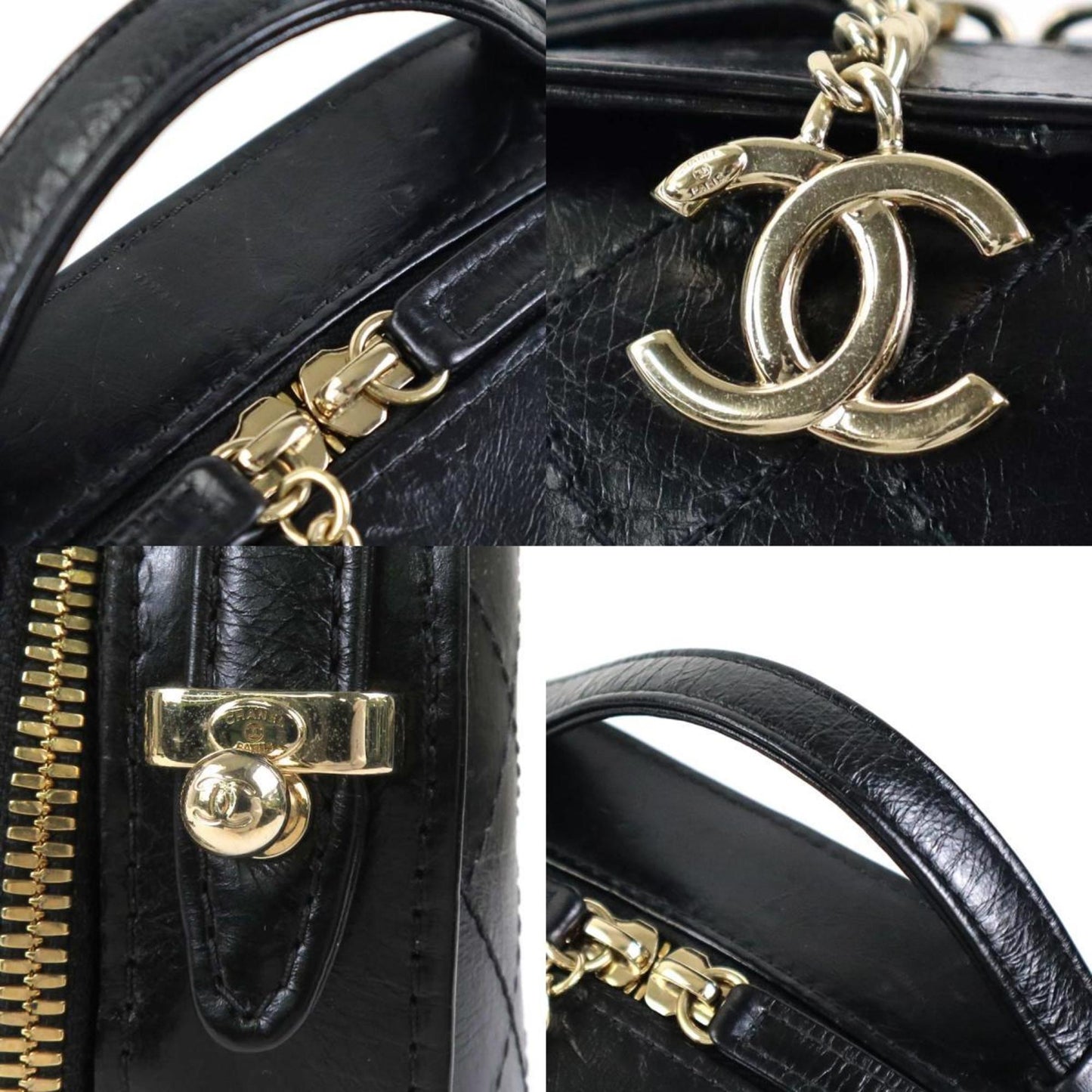 Luxury Chanel Crossbody Shoulder Bag Coco Mark Leather Black Ladies