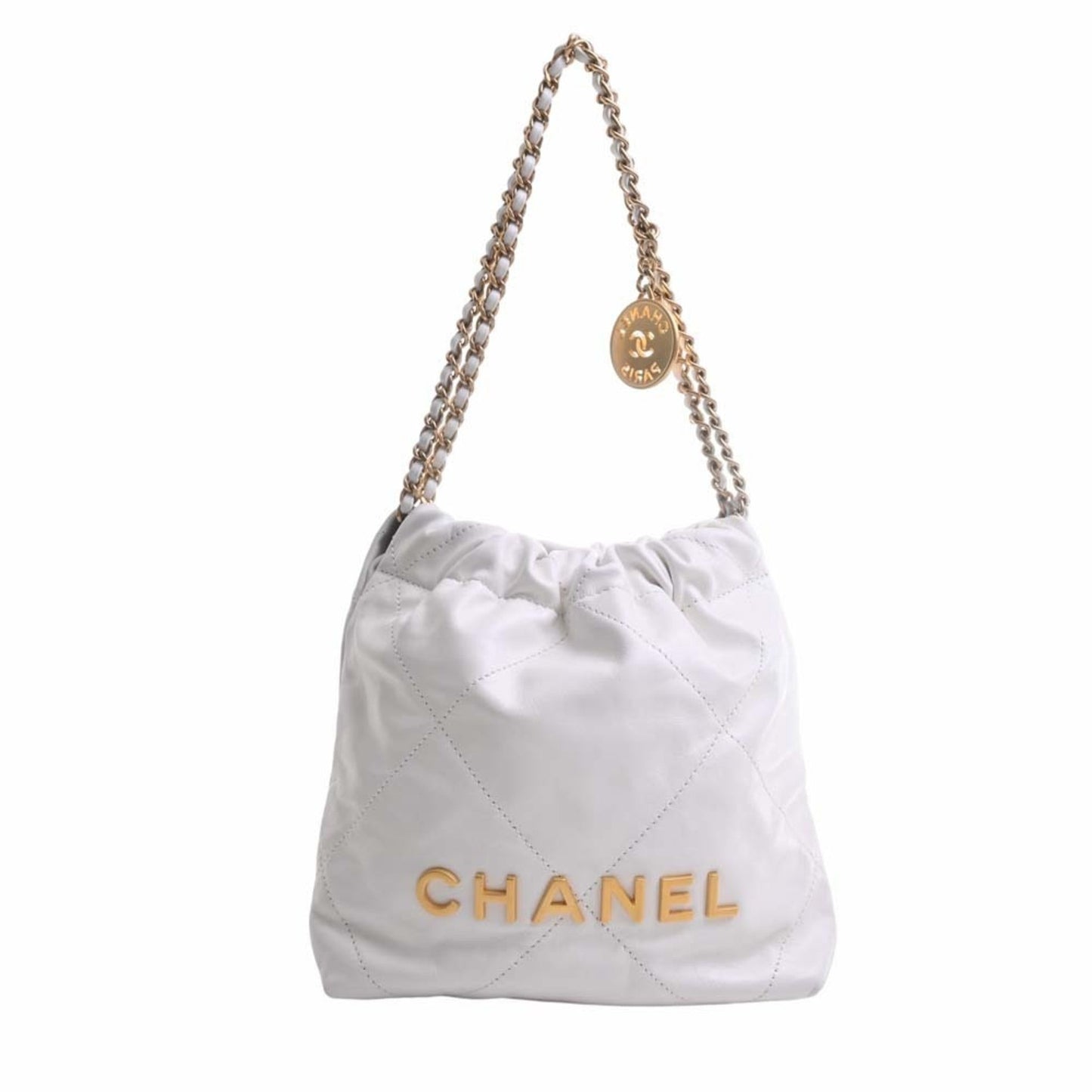 Luxury Chanel Leather 22 Handbag Chain Shoulder Bag White Ladies