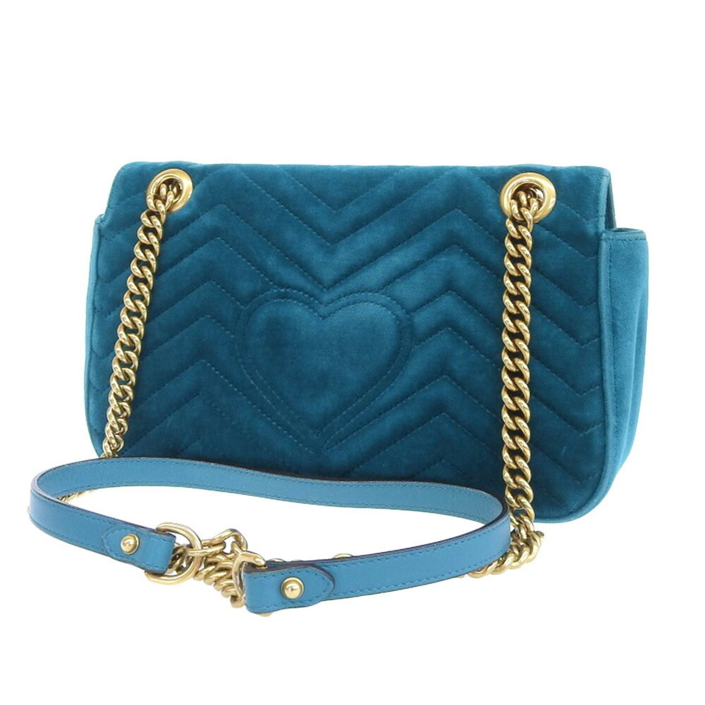 Luxury Gucci GG Marmont Velvet Suede Buckskin Heart Chain Shoulder Bag 443497 591693