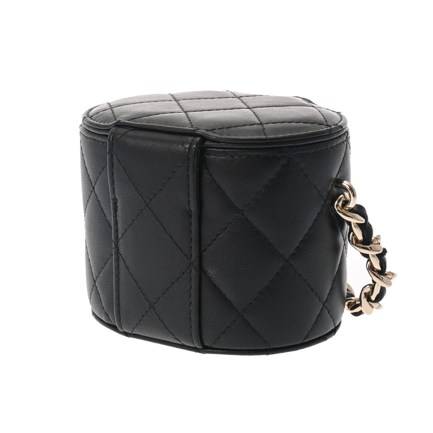 Luxury Chanel Matelasse Vanity Chain Shoulder Black Women's Lambskin Bag