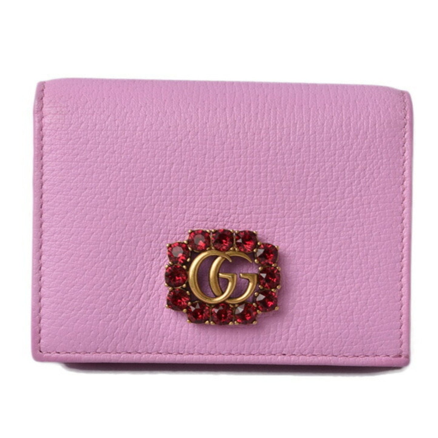 Luxury Gucci Mini Wallet/Coin Case Luxury Gucci Folding Wallet 499783 GG Marmont Rhinestone Rose Pink
