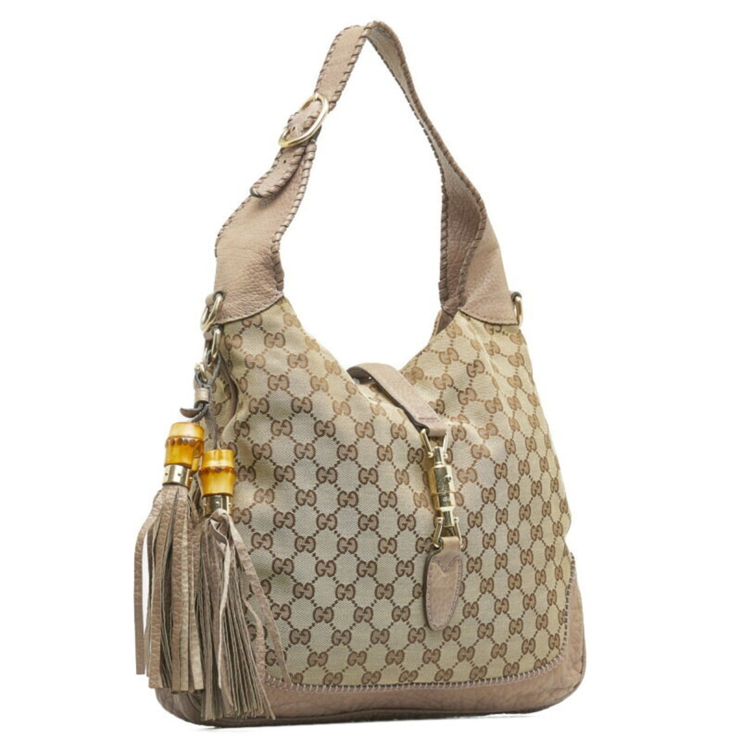 Luxury Gucci New Jackie Bamboo Handbag Shoulder Bag 246907 Beige Leather Ladies