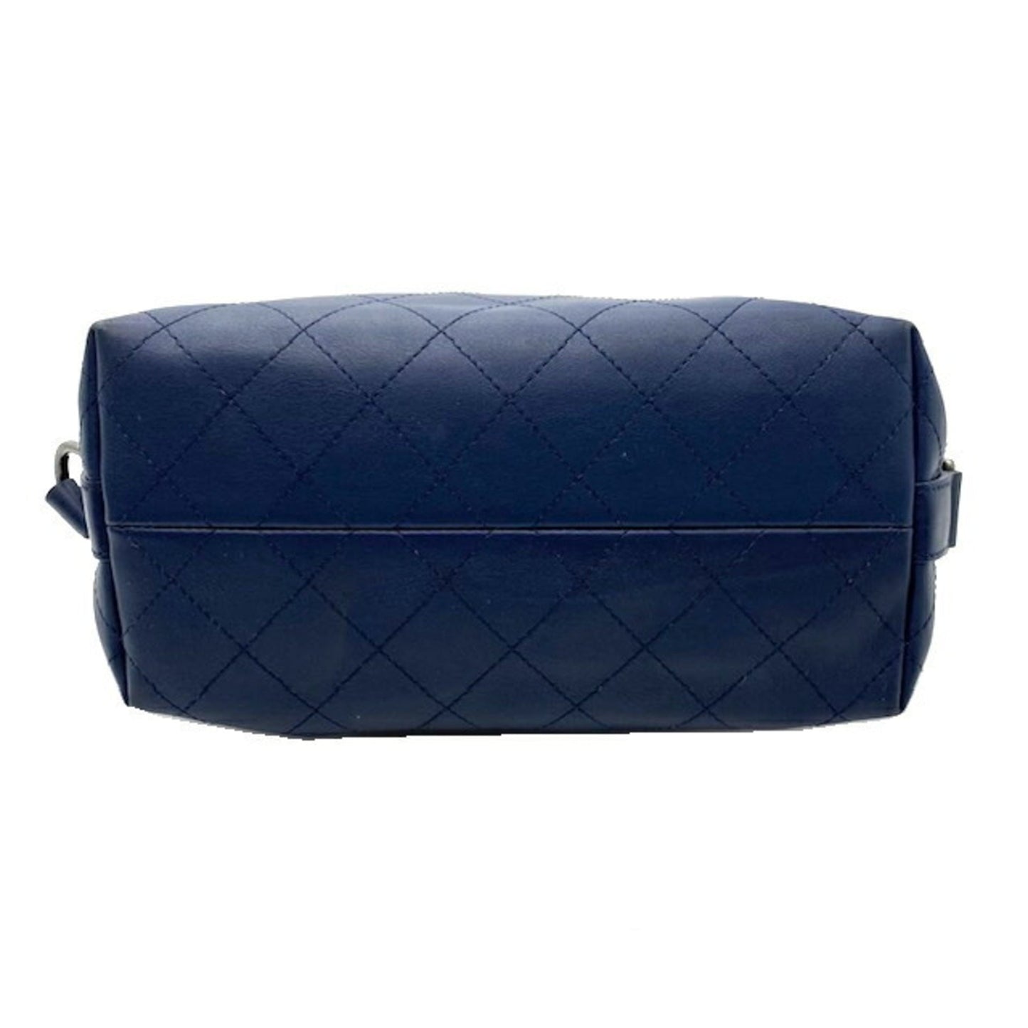 Luxury Chanel Chain Shoulder Bag Leather Navy Pouch