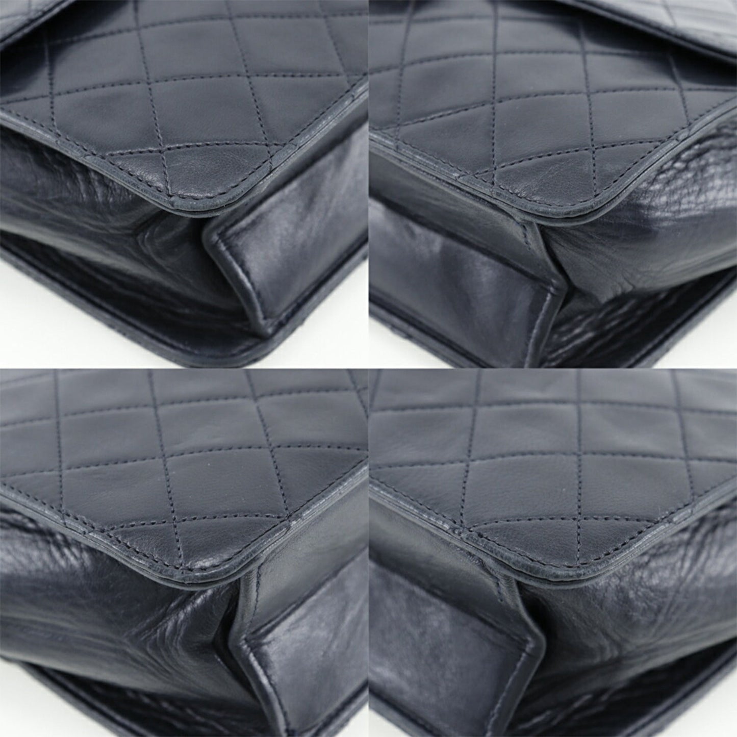 CHANEL Matrasse Shoulder Bag Coco Mark Lambskin Made in France Black/Gold Hardware Snap Button Women's