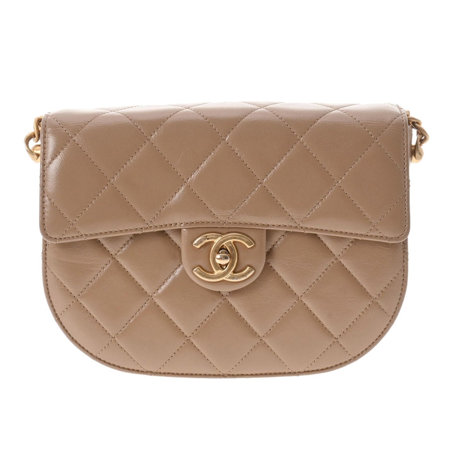 Luxury Chanel matelasse chain shoulder beige ladies lambskin bag