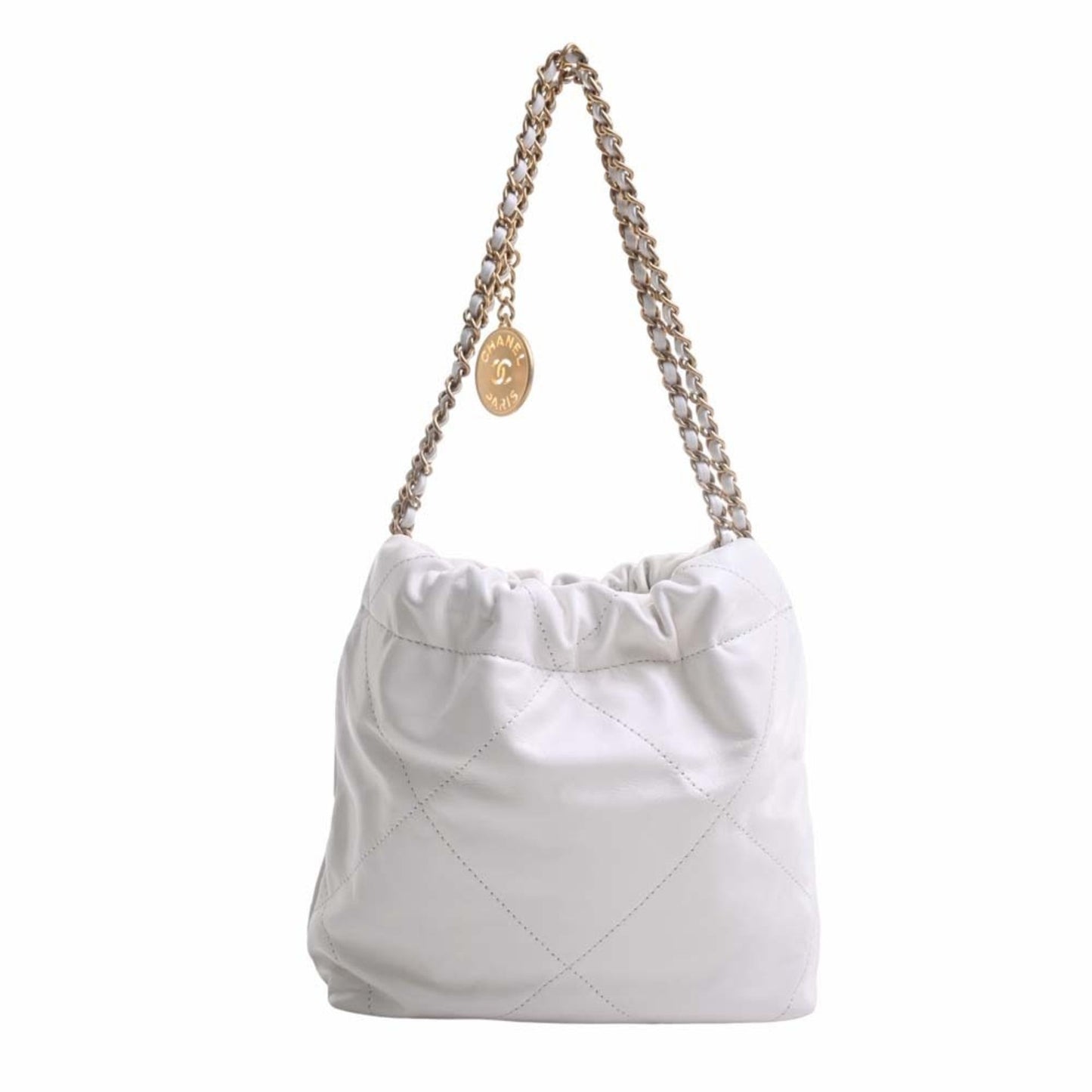 Luxury Chanel Leather 22 Handbag Chain Shoulder Bag White Ladies