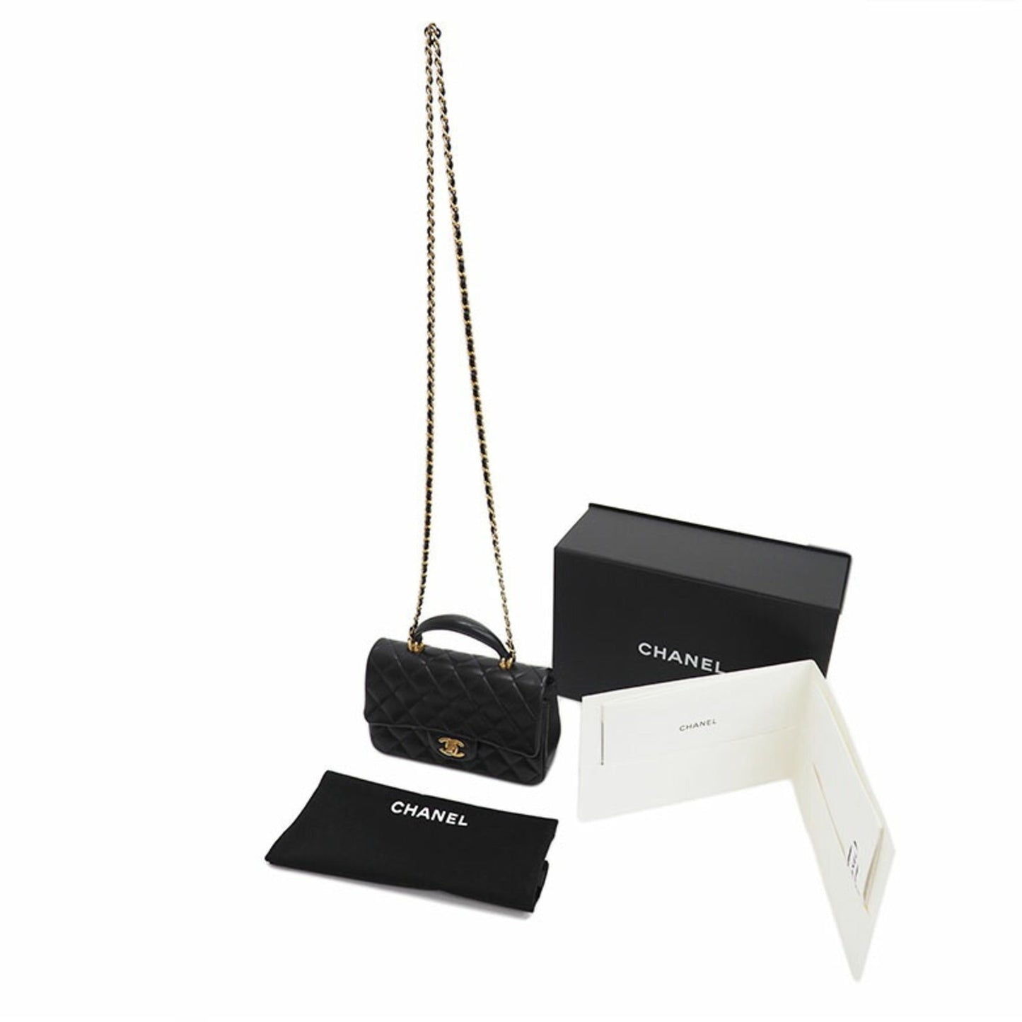 Chanel flap bag lambskin matelasse black shoulder ladies