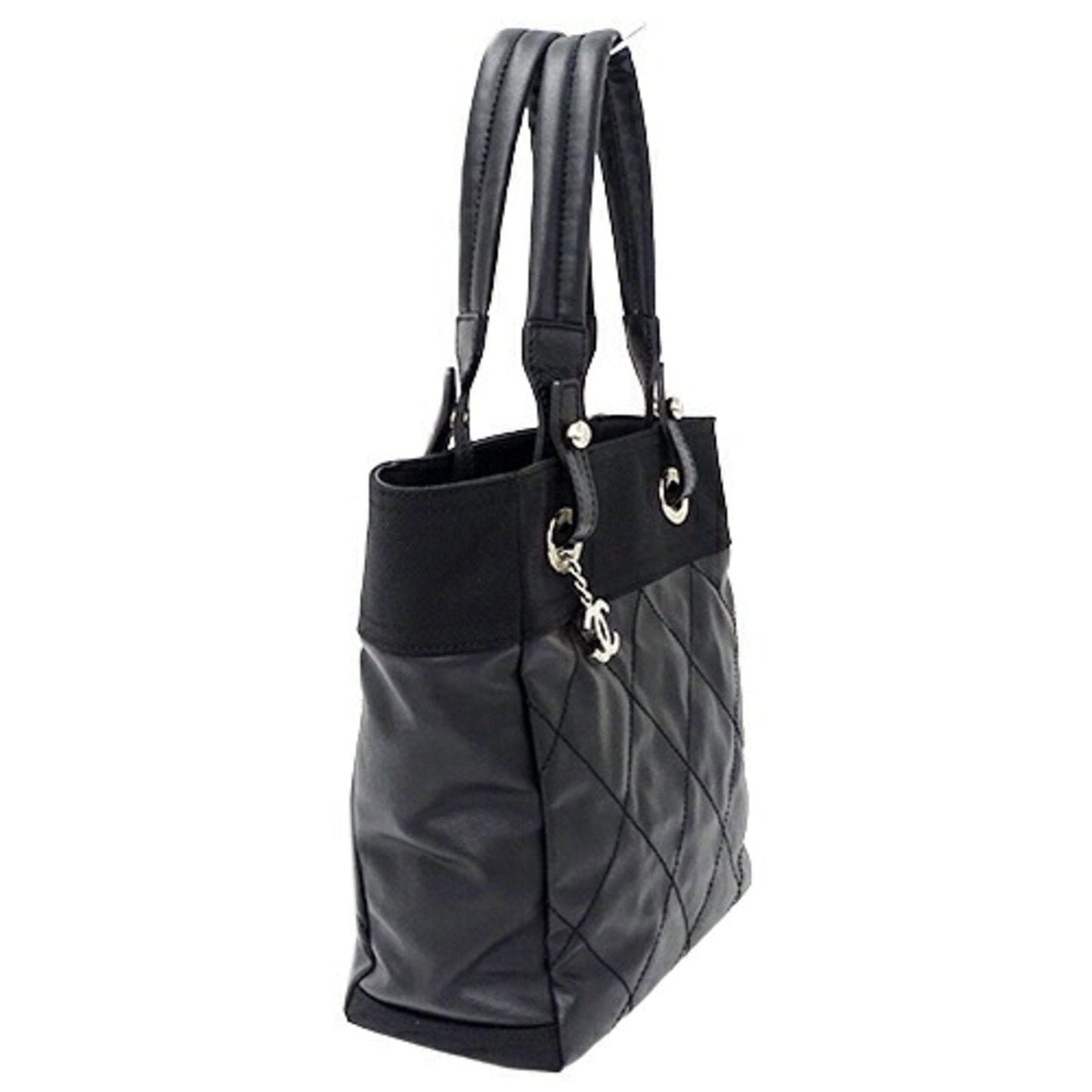 Luxury Chanel Bag Paris Biarritz Women's Tote Coated Canvas Black
