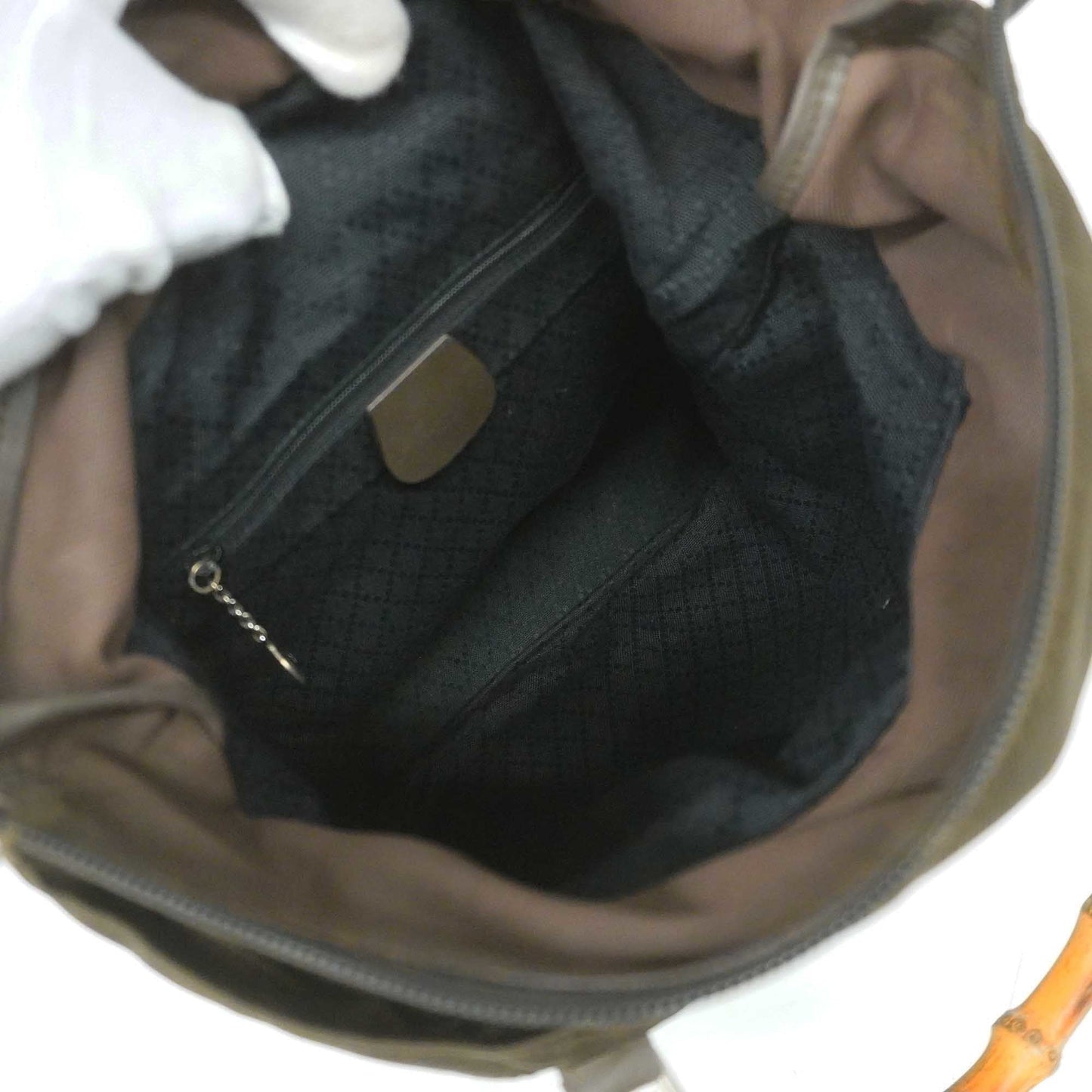 Luxury Gucci  Bamboo Handbag 000 1998 0508 Women's Nylon Canvas Handbag Brown